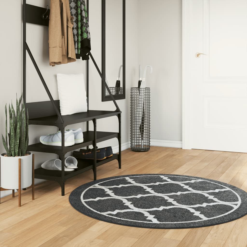 vidaXL Teppich, Waschbar Schwarz und Weiß günstig online kaufen