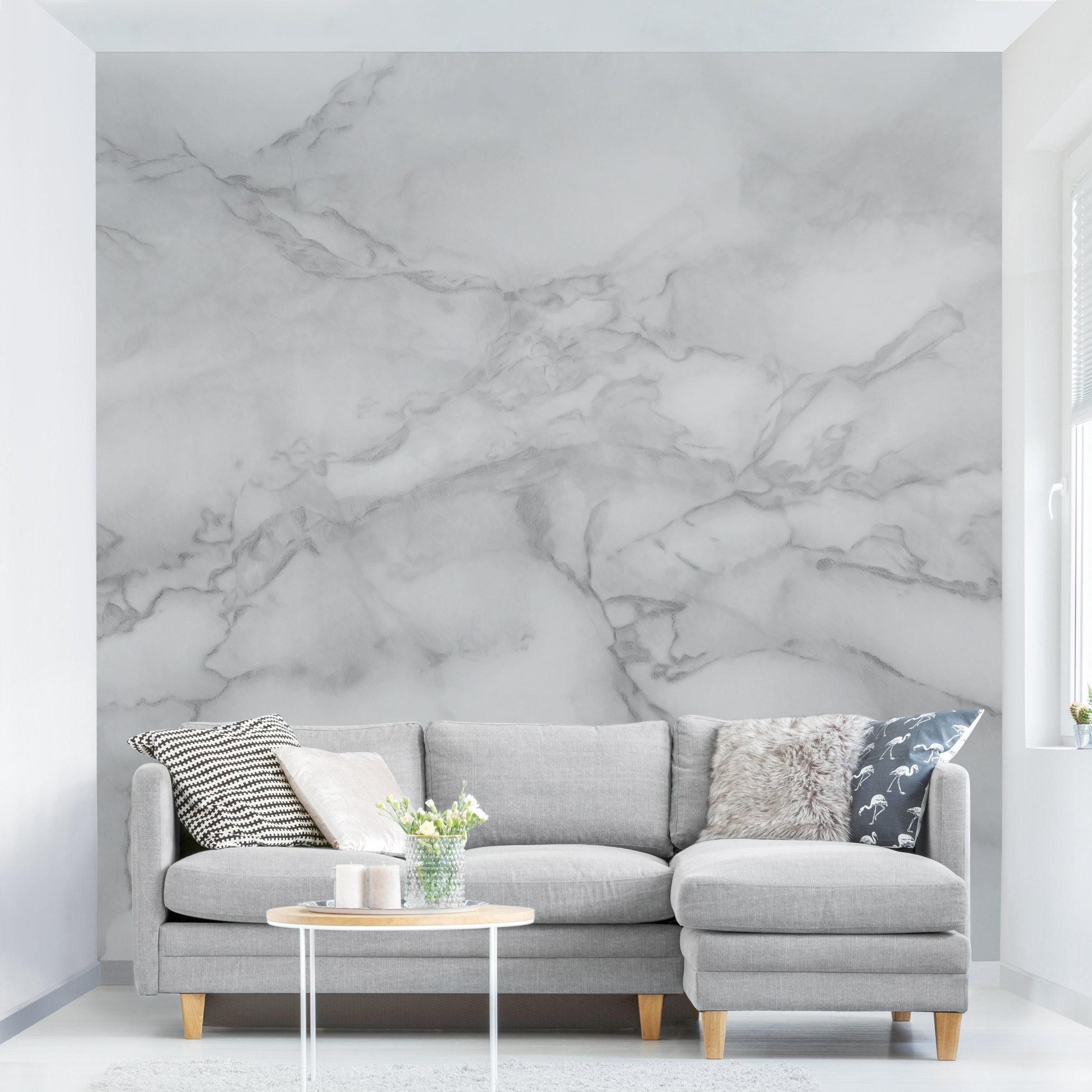 Bilderdepot24 Vliestapete Marmorn Marmoroptik Schwarz Weiß Steinoptik 3D-Effekt Industrial, Glatt, Matt, (Vliestapete inkl. Kleister oder selbstklebend), Wohnzimmer Schlafzimmer Küche Flur Fototapete Motivtapete Wandtapete