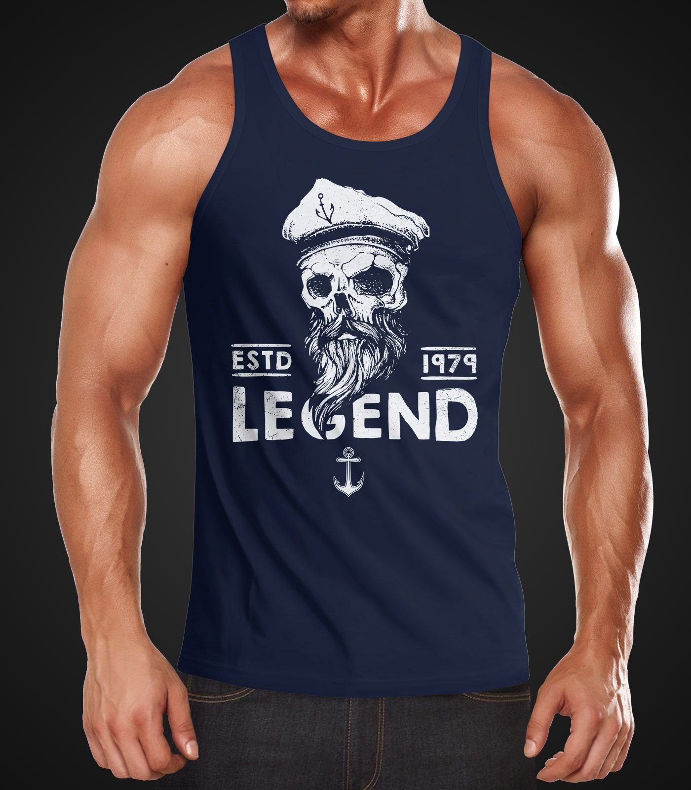 Neverless Tanktop Herren Tank-Top Skull Captain günstig online kaufen