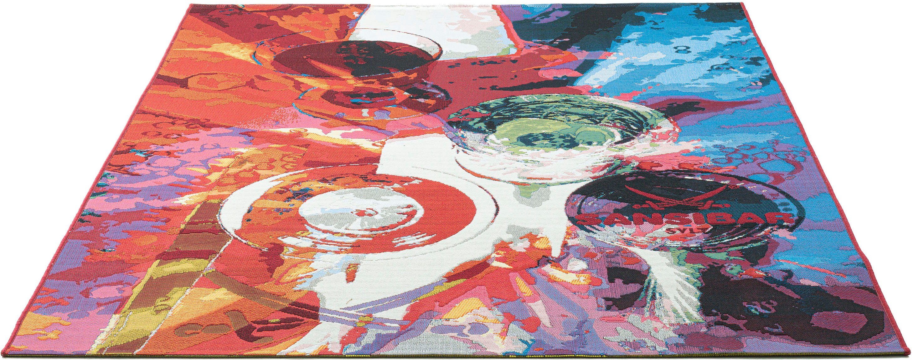 Sansibar Teppich Rantum-Beach SA-026, rechteckig, Höhe: 5 mm, Flachgewebe, modernes Design, In- und Outdoor geeignet