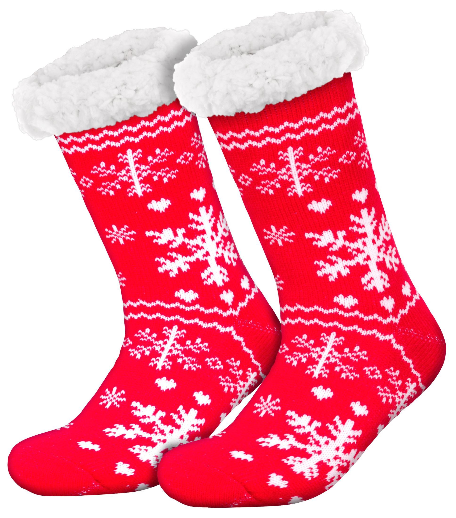 compagno Kuschelsocken (1-Paar) Kuschelsocken Schneeflocke Anti Rutsch Wintersocken Noppensocken