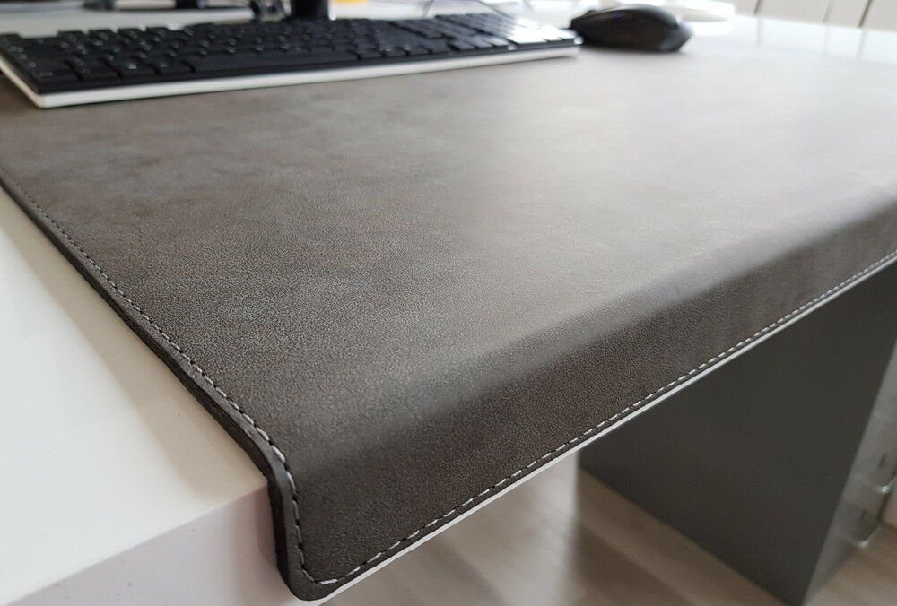 Profi Mats Schreibtischunterlage PM Gewinkelt Nubuk Kunst Leder 90cm x 47cm Dunkelgrau