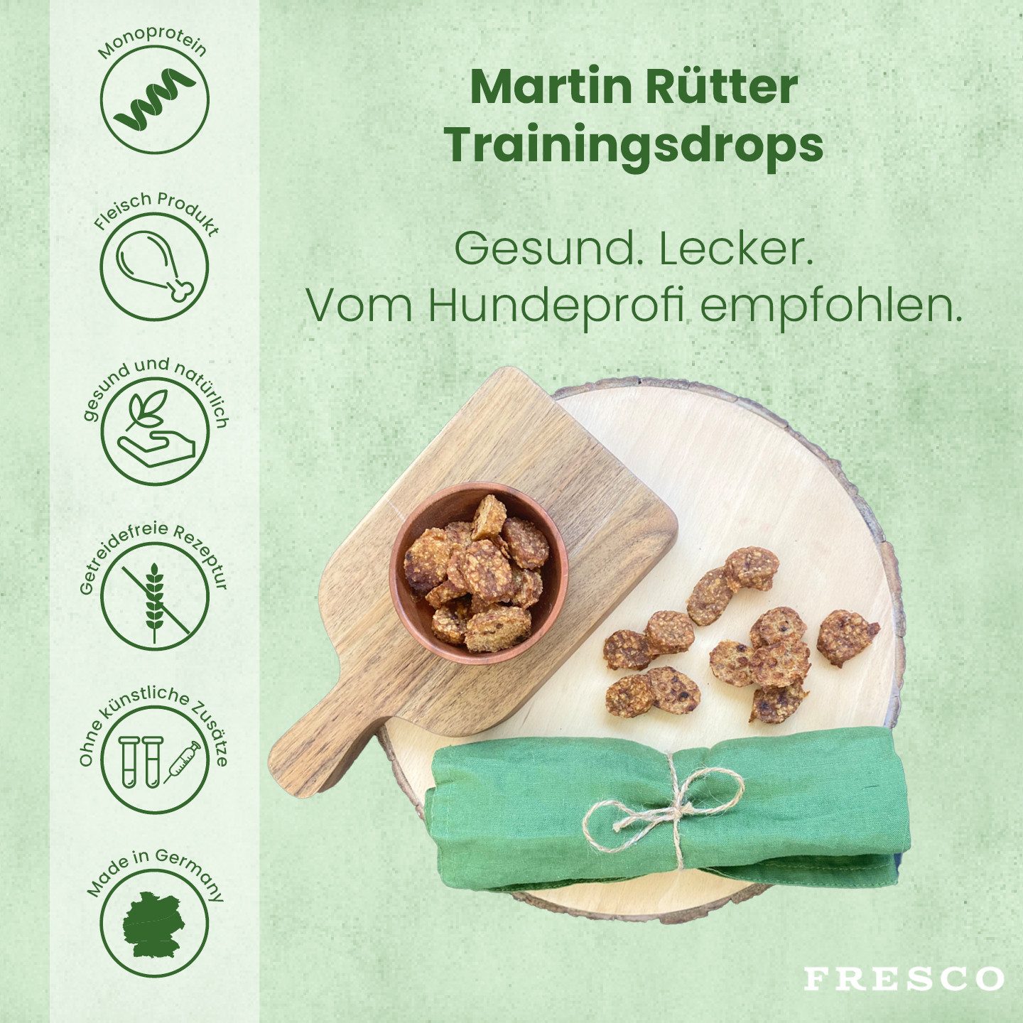 Fresco Dog Martin Rütter Trainingsdrops PROBIERPAKET Hundeleckerli 5x150g, Snack für: Hunde, Getreidefrei, zuckerfrei & hoher Fleischanteil