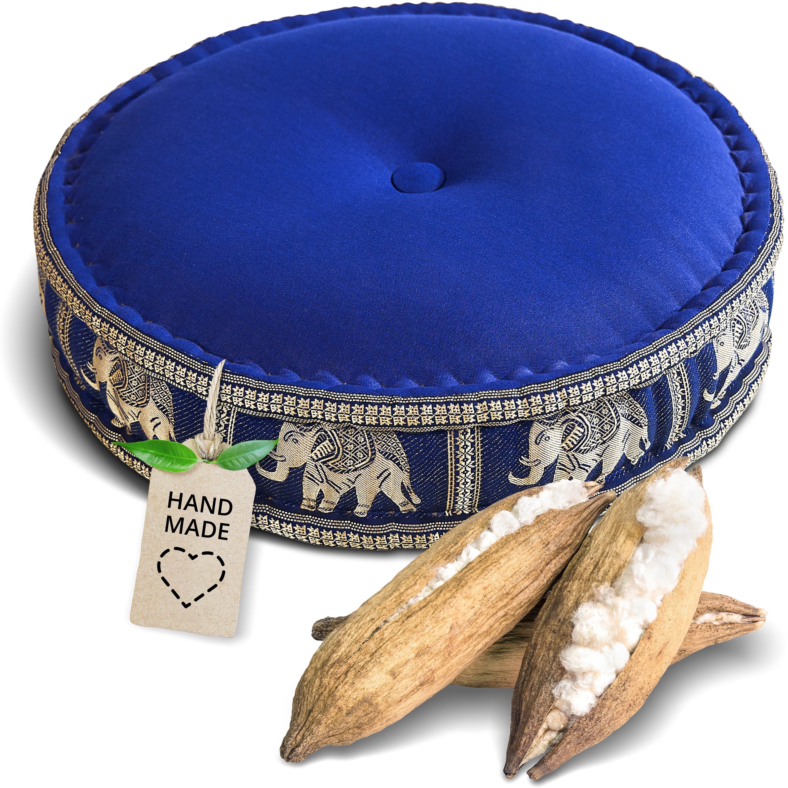 livasia Meditationskissen Zafukissen groß (Deluxe) - 45x15cm, Kapok, vegan, handgefertigt