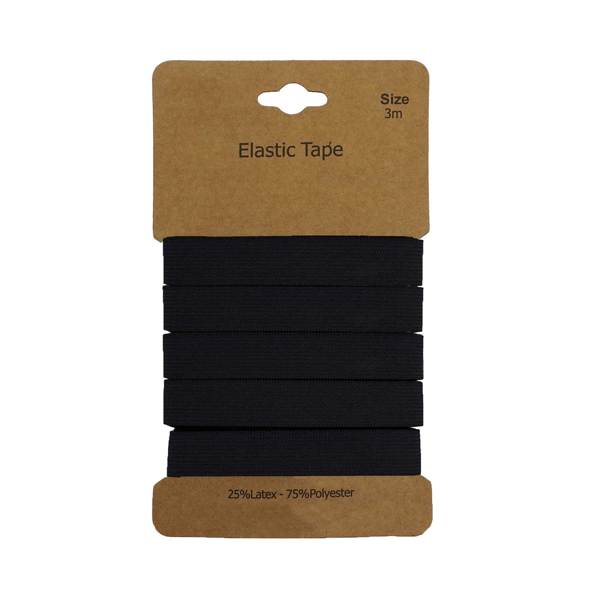 maDDma Gummiband Gummiband 3 m x 10 mm Gummilitze Gummi elastisches Band Flachgummi, schwarz