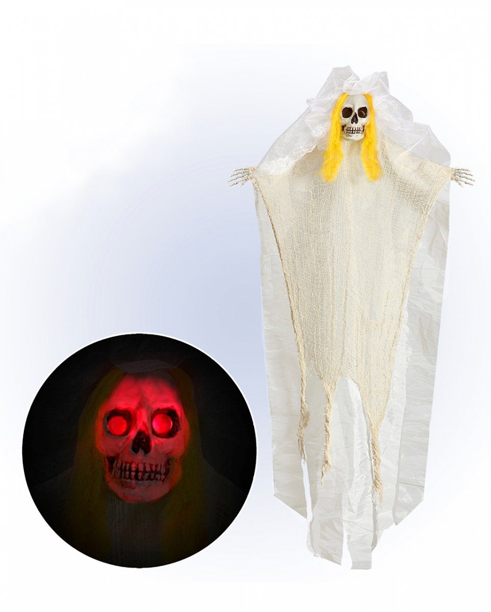 Dekoobjekt Skelettbraut Hängefigur mit leuchtendem Totenkopf