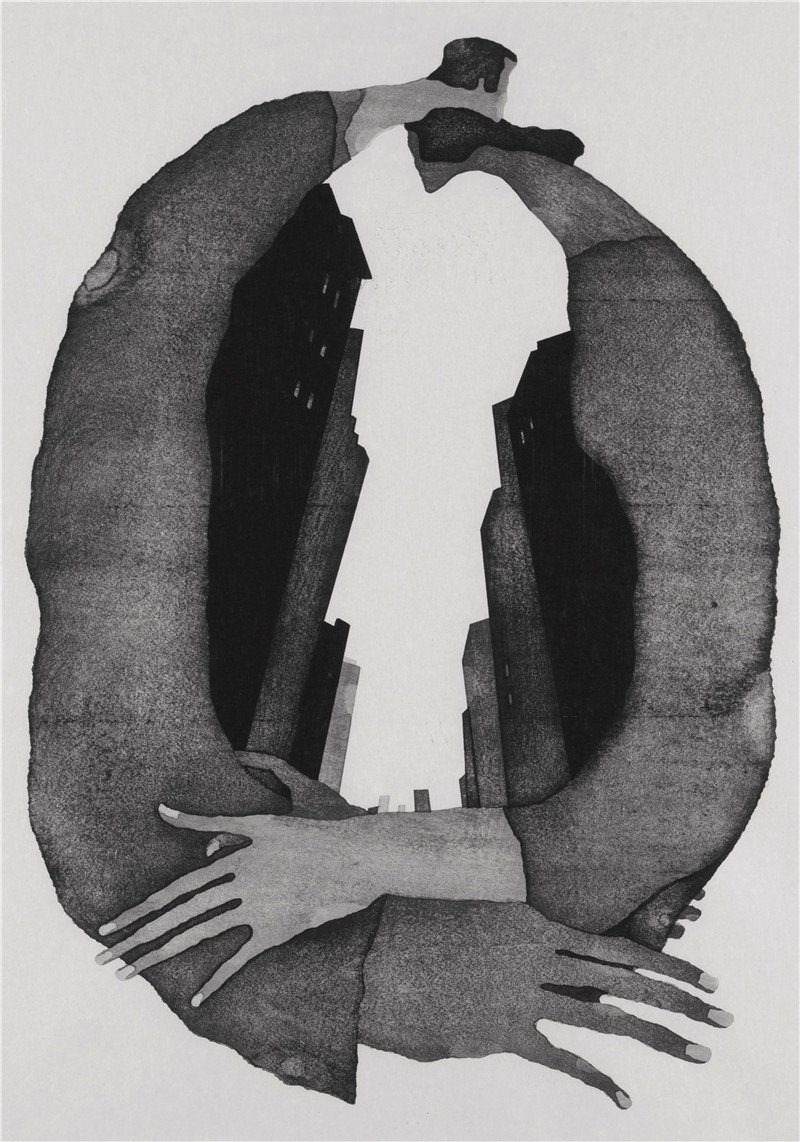 L.Ru UG Kunstdruck Schwarz-weißer Hintergrund abstrakter (3 Malereikern, Malerei Wohnzimmer Bildkern St), Wanddekoration Strichzeichnungscharakter