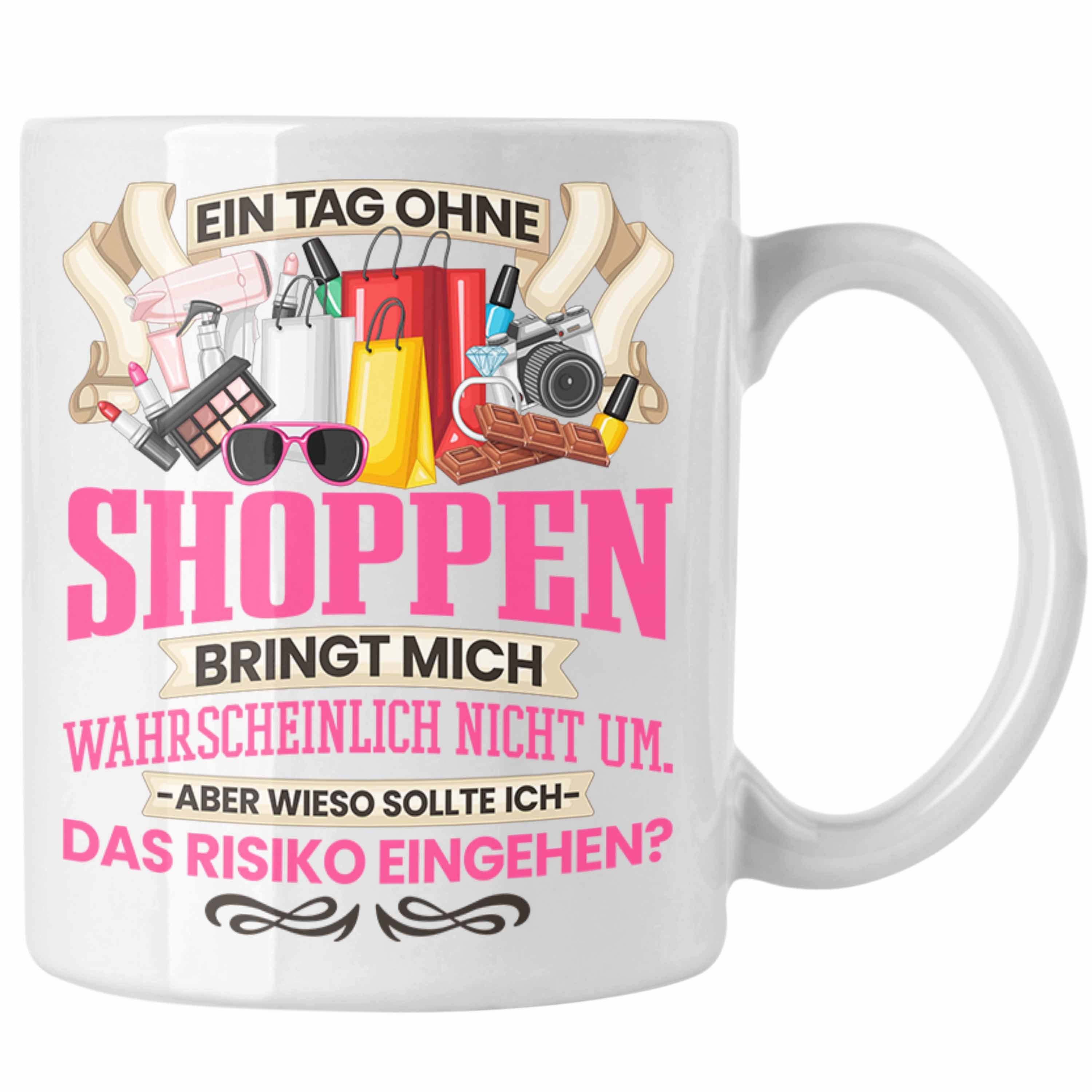 Trendation Tasse Trendation - Shoppen Tasse Geschenk Shopping-Sucht Frauen Geschenkidee Weiss