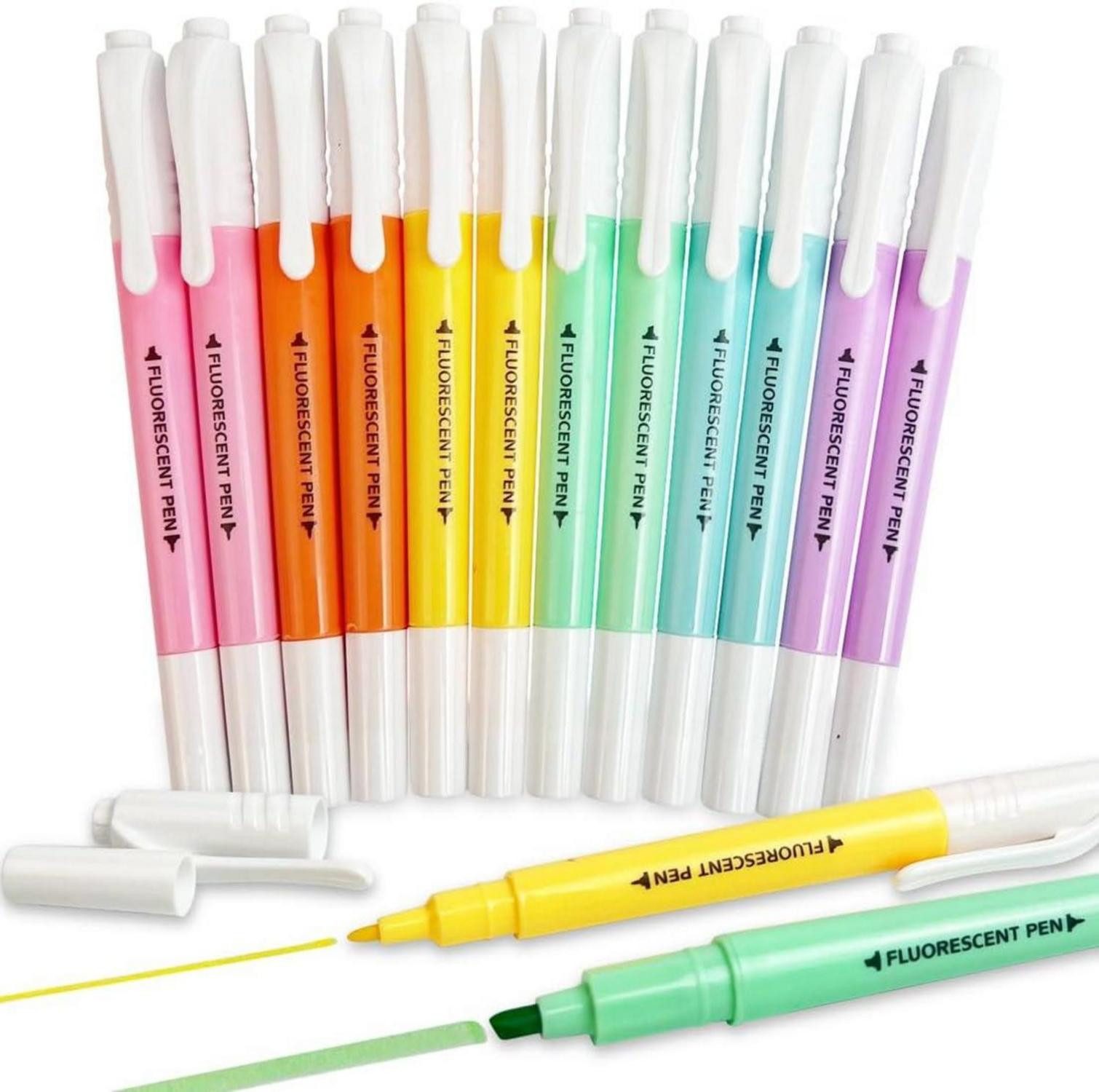 YOSKAEDI Marker 12er Pastell Textmarker Set, Bibel Marker Stifte, Highlighter Pen mit