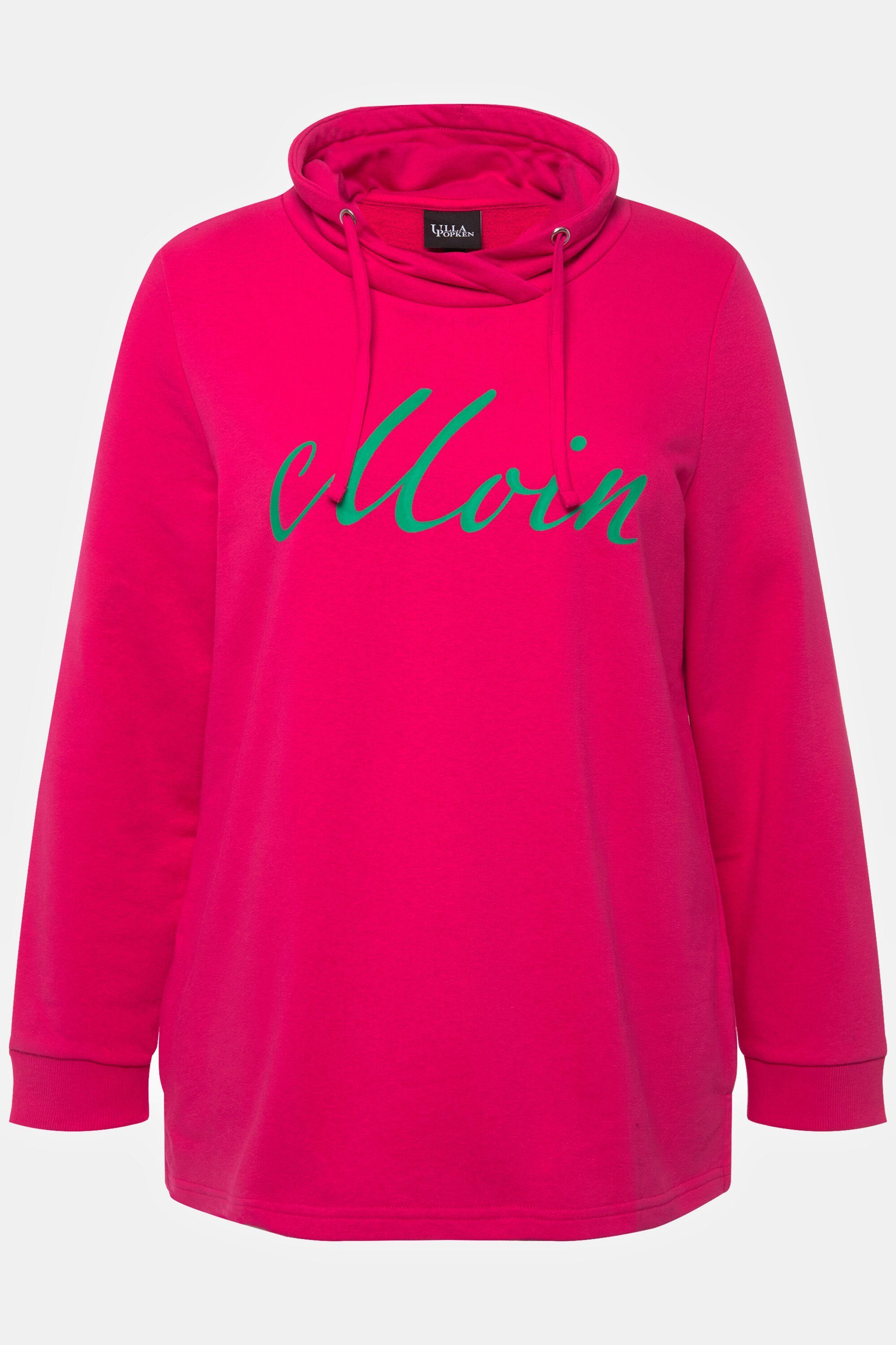 Grußmotiv Stehkragen Popken Langarm Ulla magentapink Sweatshirt Sweatshirt