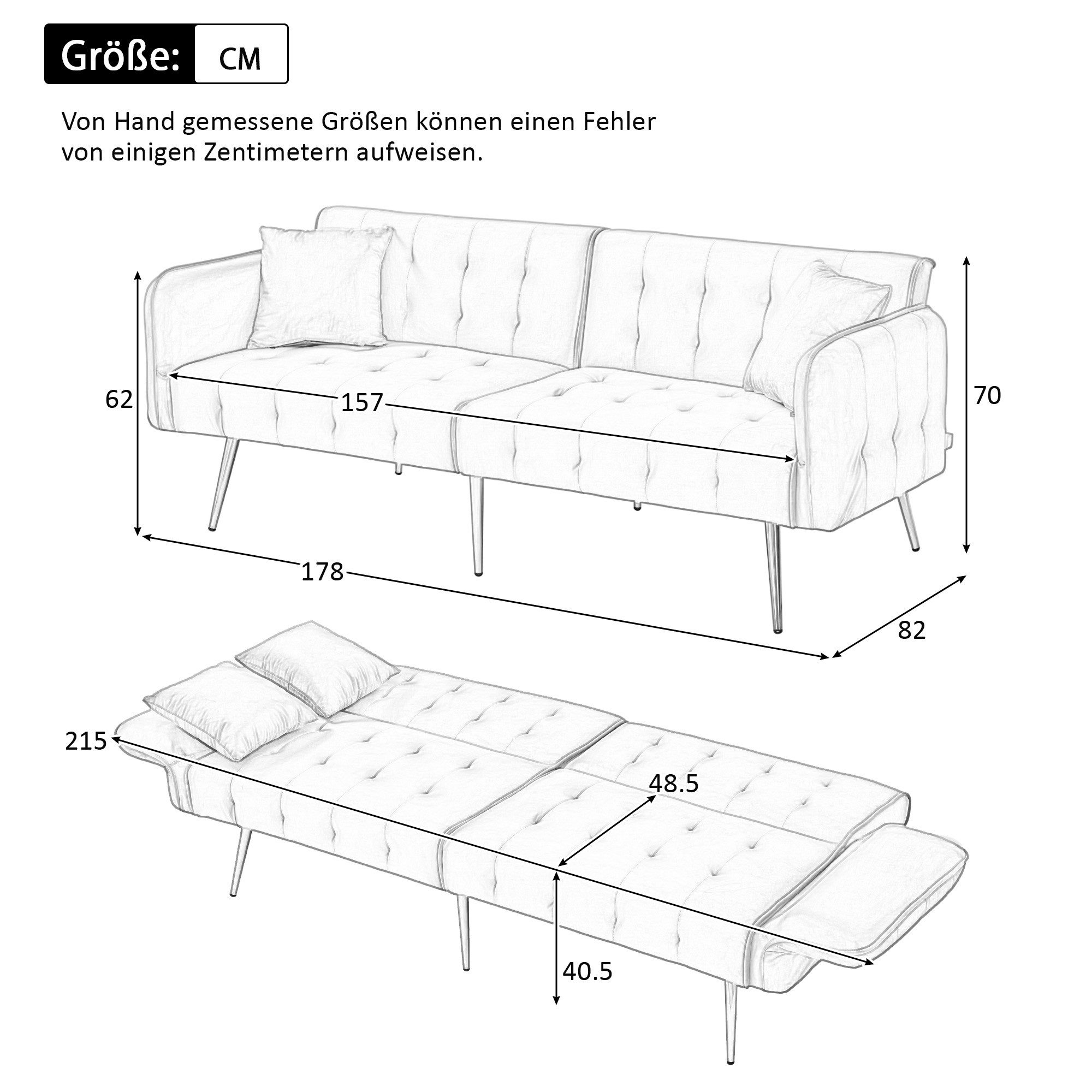 Ulife Schlafsofa 2-in-1 Zweisitzer-Schlafsofa, Klappsofa mit günstig online kaufen