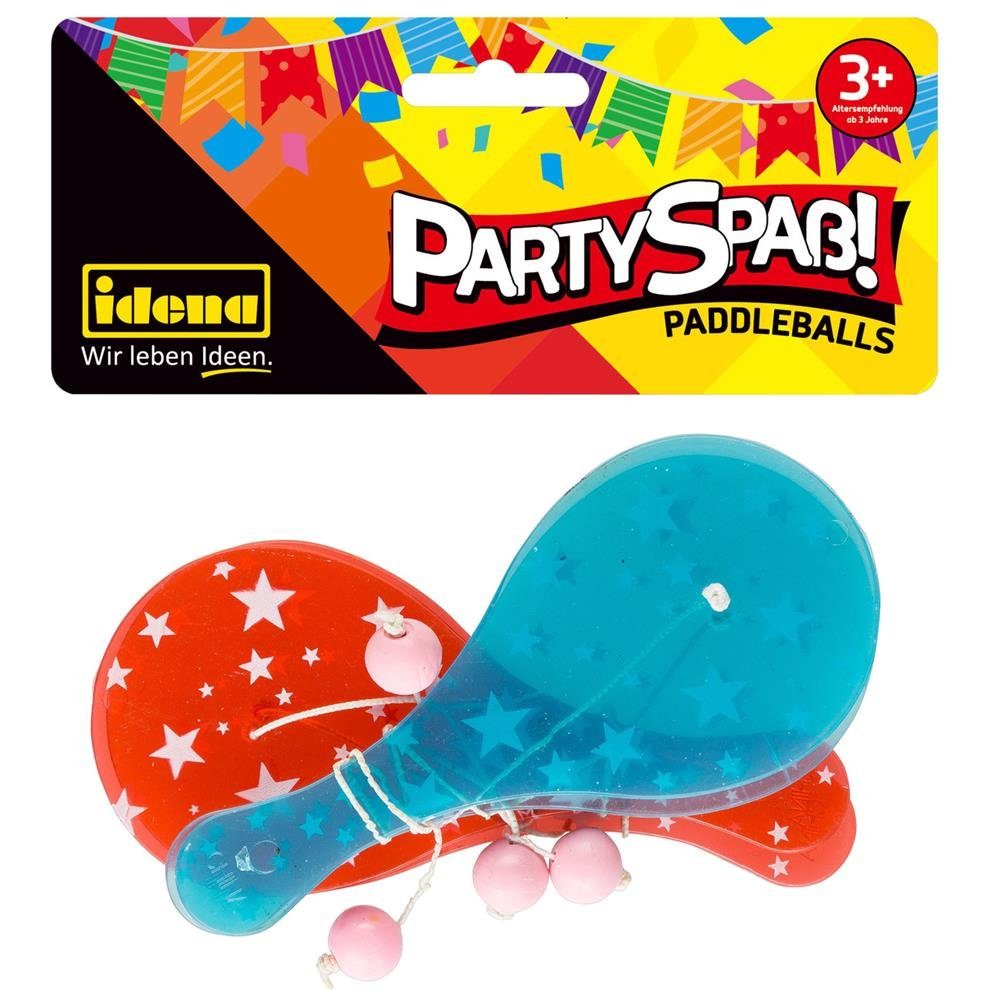 Idena Spiel Partyspaß Paddleballs 4 Stück, mit Kunststoff Schlägern in rot und blau Mitgebsel Kindergeburtstag