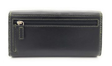 JOCKEY CLUB Geldbörse echt Leder Damen Portemonnaie mit RFID Schutz, außen schwarz, innen bunt