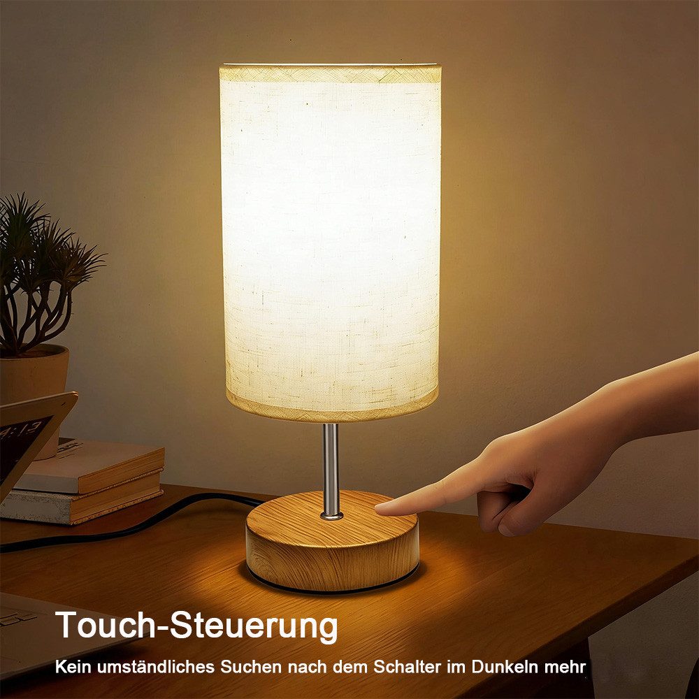 TUWENA LED Nachttischlampe LED-Schreibtischlampe mit USB-A/C-Anschlüssen und Touch-Dimmer