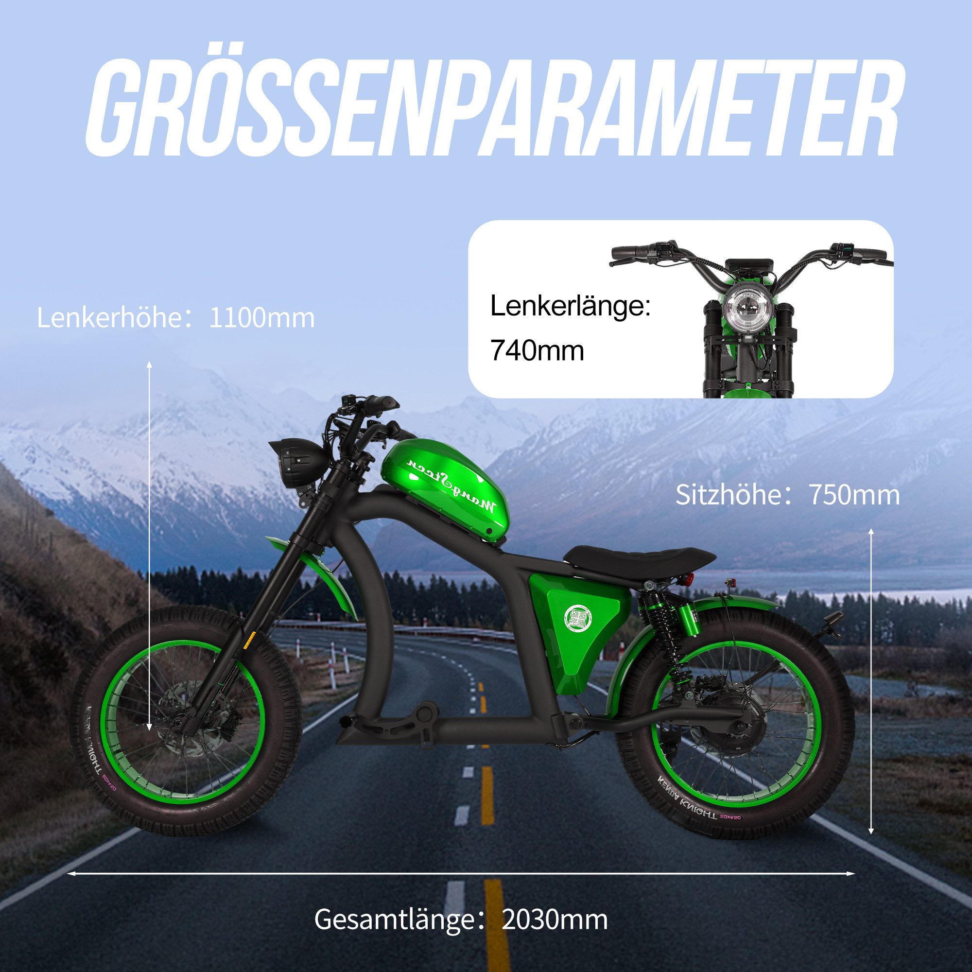 Vankel E-Scooter FT02-EEC 48V 1000W Motor 30AH 45km/h Up to 75km, 45 km/h, 75 km range, disc brakes, front and rear shock absorbers