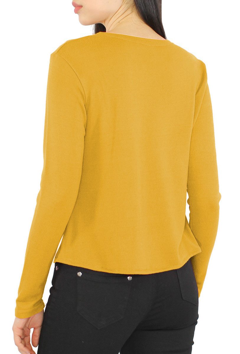 dy_mode Langarmshirt Damen Rundhals Shirt – Stilvolles Langarmshirt in Basi günstig online kaufen