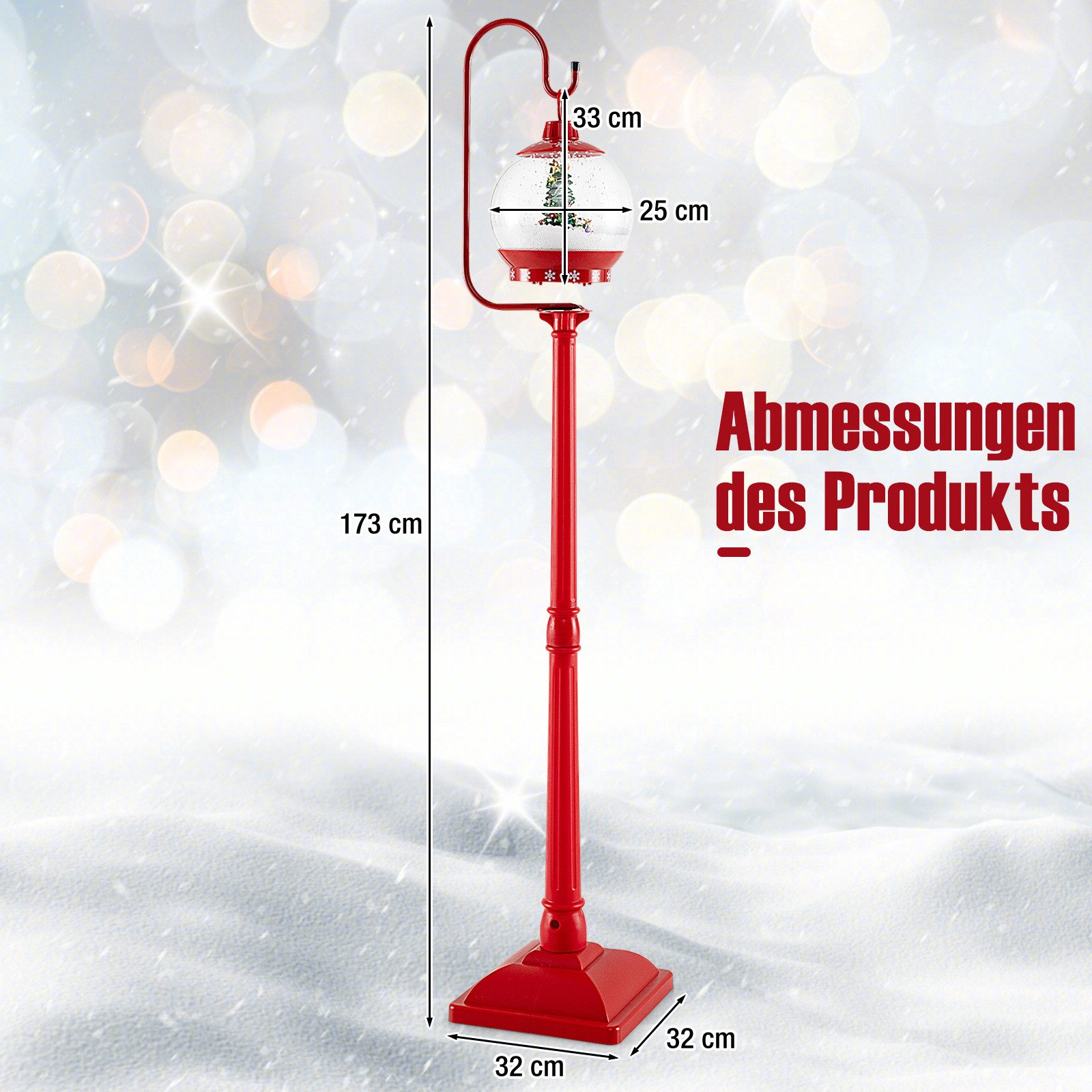 COSTWAY Weihnachtsfigur (1 St), beleuchtete Weihnachtsdeko, mit Musik, 173cm