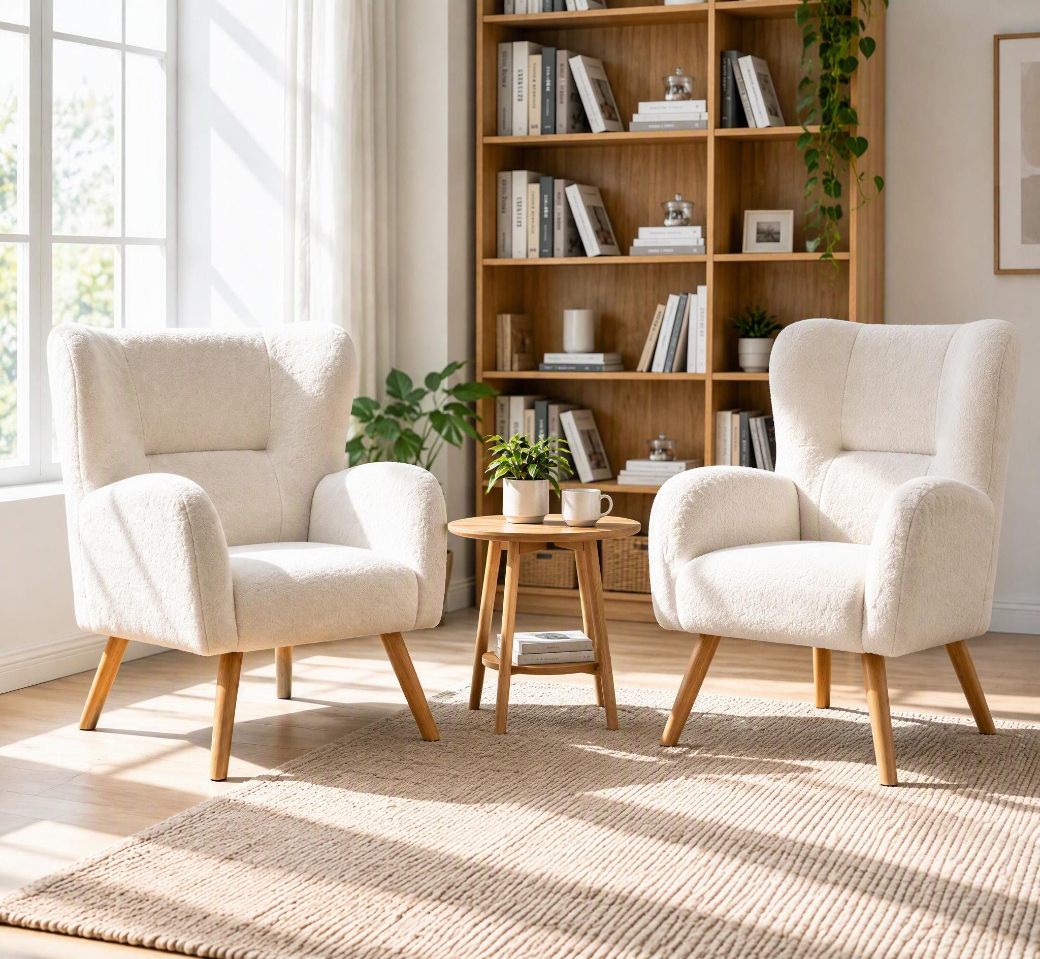 CANMOV Relaxsessel Ohrensessel mit rutschfesten Fußkappen, Einzelsessel (2-St), Einzelsessel Wohnzimmer, Lesesessel mit Holzbeinen