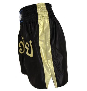 BAY-Sports Sporthose Thaiboxhose Thaiboxen Hose Shorts Muay Thai Kick REMY schwarz/gold (1-tlg) Kixkboxen, MMA, für Kinder und Erwachsene