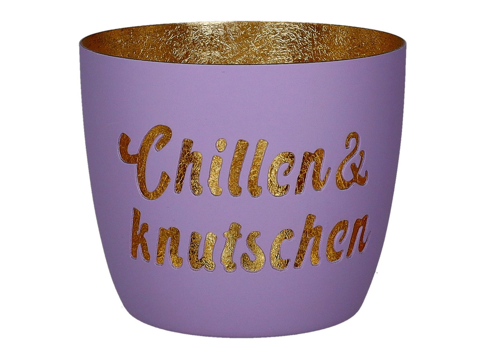 Giftcompany Windlicht Madras Windlicht M Chillen & knutschen lila/gold 8,5cm