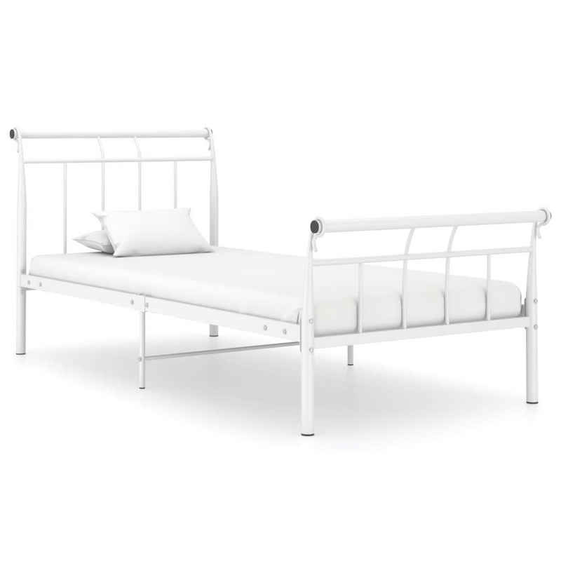 vidaXL Bett Bettgestell Weiß Metall 100x200 cm