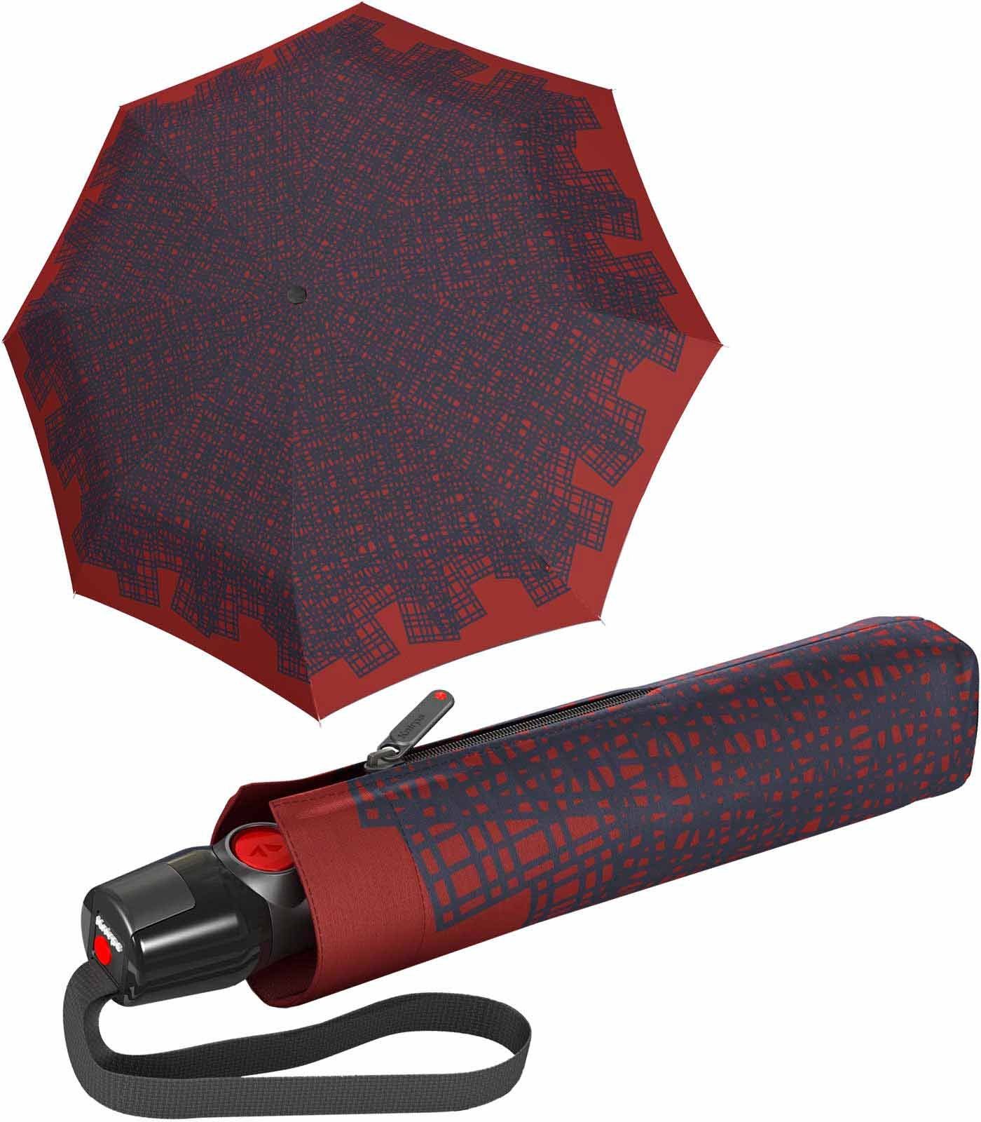 Knirps® Taschenregenschirm T.200 Duomatic Auf-Zu UV ecorepel - Nuno Happa, stabil, sturmfest mit Sonnenschutz fire