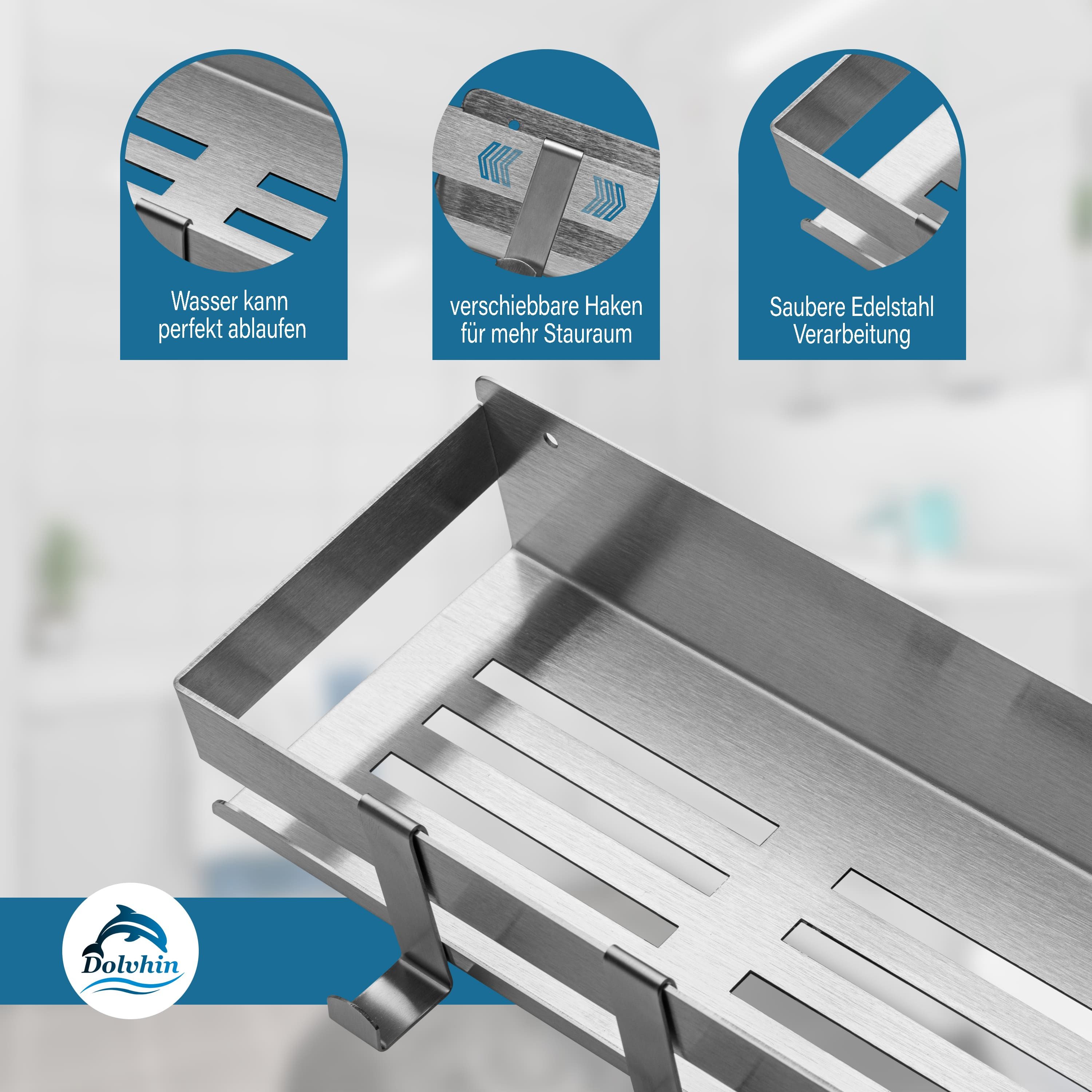 Dolvhin Duschablage ohne Bohren, Duschregal Edelstahl, Duschkorb Aufbewahru günstig online kaufen