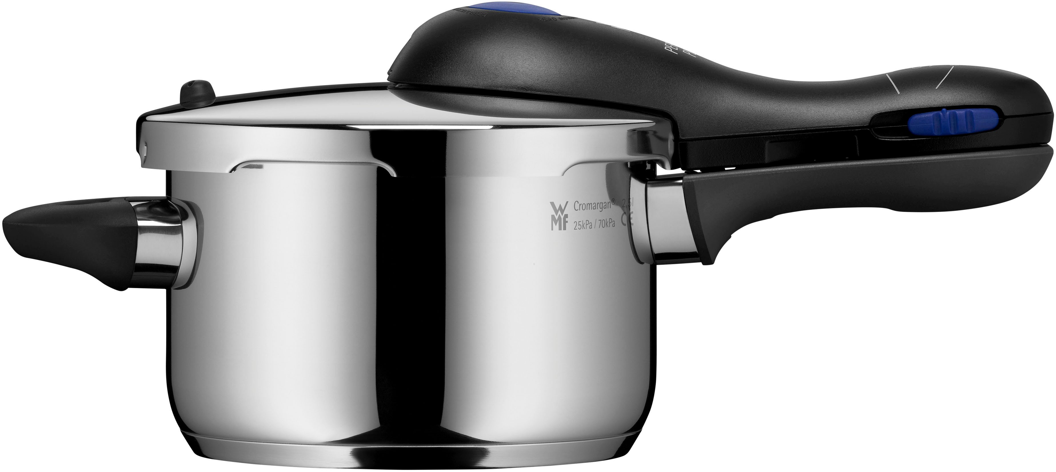WMF Schnellkochtopf Perfect Plus, Cromargan® Edelstahl Rostfrei 18/10, Dampfkochtopf mit abnehmbarem Deckelgriff, Induktion