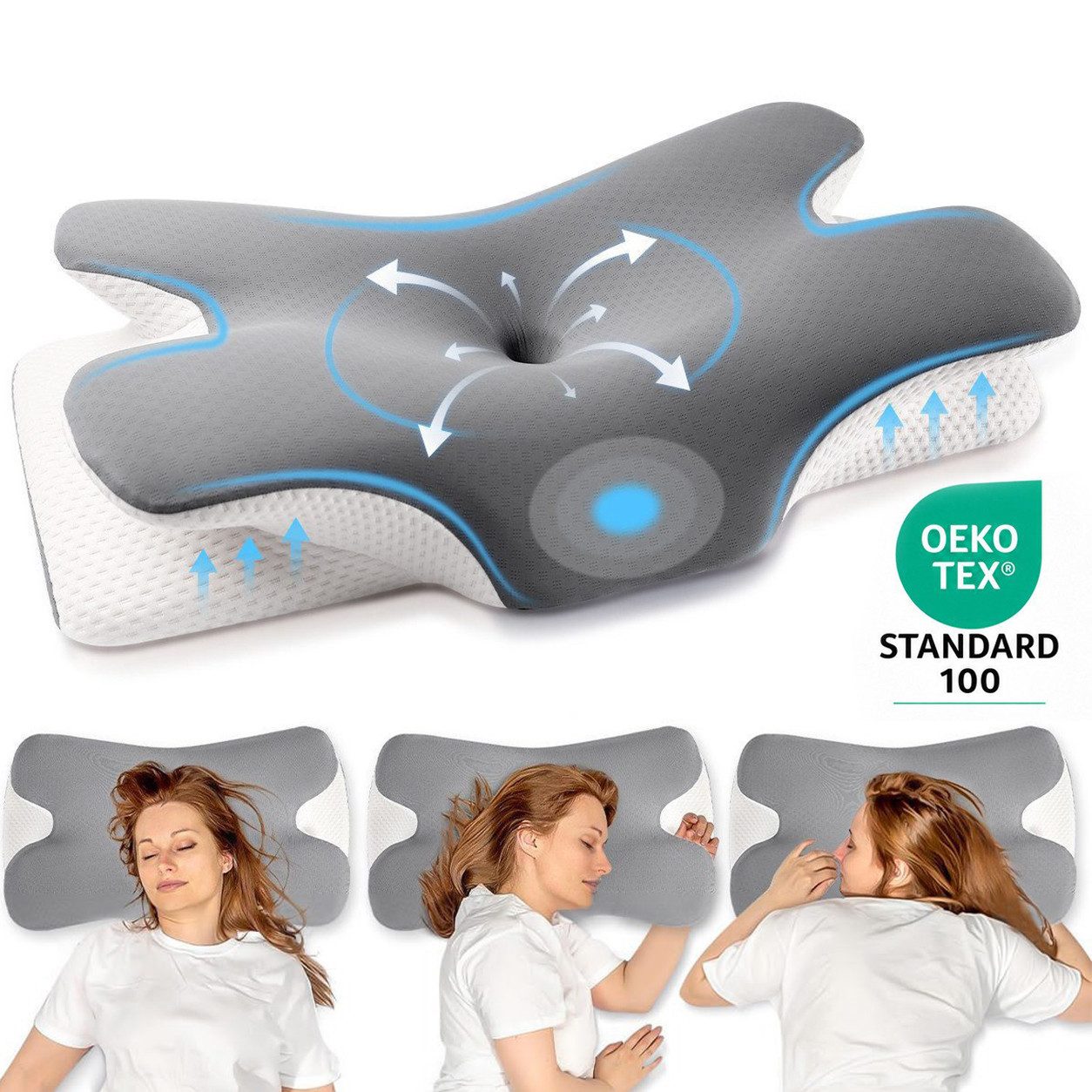 Kityhome Kopfkissen Nackenstützkissen,Schlafkissen,Nackenkissen,Seitenschläferkissen, Füllung: Memory Foam, Seitenschläfer, Bauchschläfer, Ruckenschläfer, Set, Nackenstützkissen,atmungsaktiv und weich,Schlafkissen