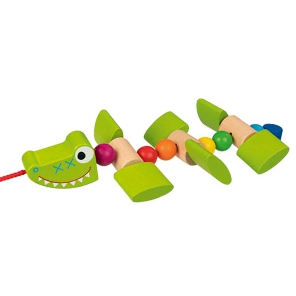 goki Nachziehtier Ziehtier Krokodil, Nachziehspielzeug Holzspielzeug für Kinder ab 1 Jahr