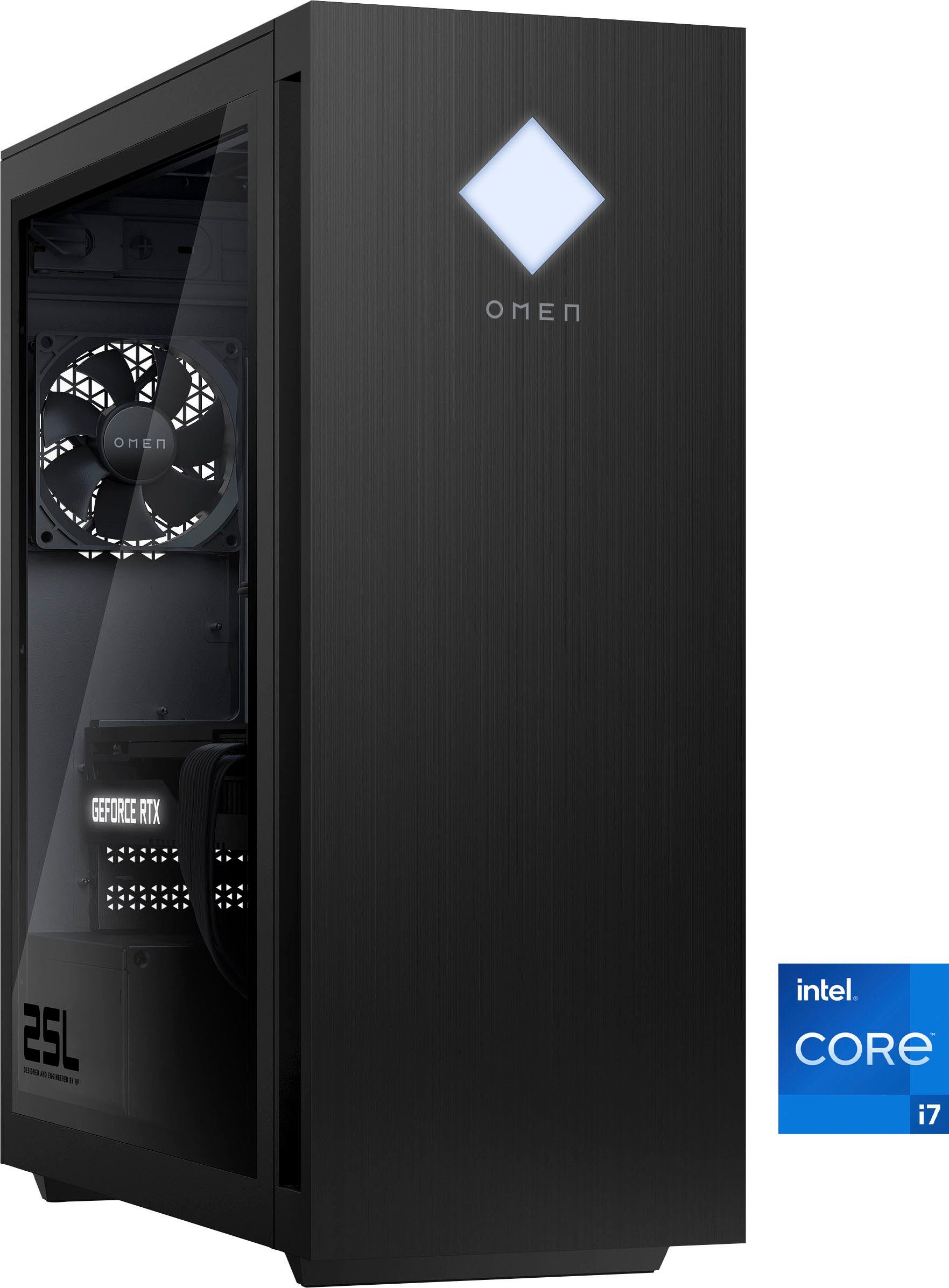 HP GeForce 4070 RAM, Ti i7 GB (Intel 1000 Luftkühlung) GB 12GB, 12700F, 16 GT15-0203ng Gaming-PC RTX NVIDIA Core OMEN SSD,
