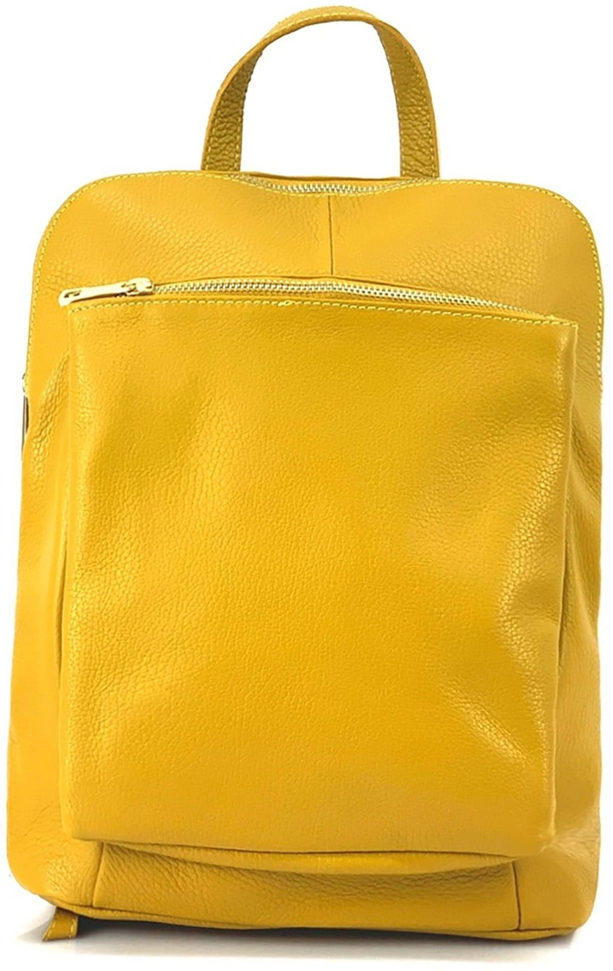 FLORENCE Cityrucksack Florence Damen Rucksack Echtleder (Cityrucksack, Cityrucksack), Damen Tasche Echtleder gelb, Made-In Italy