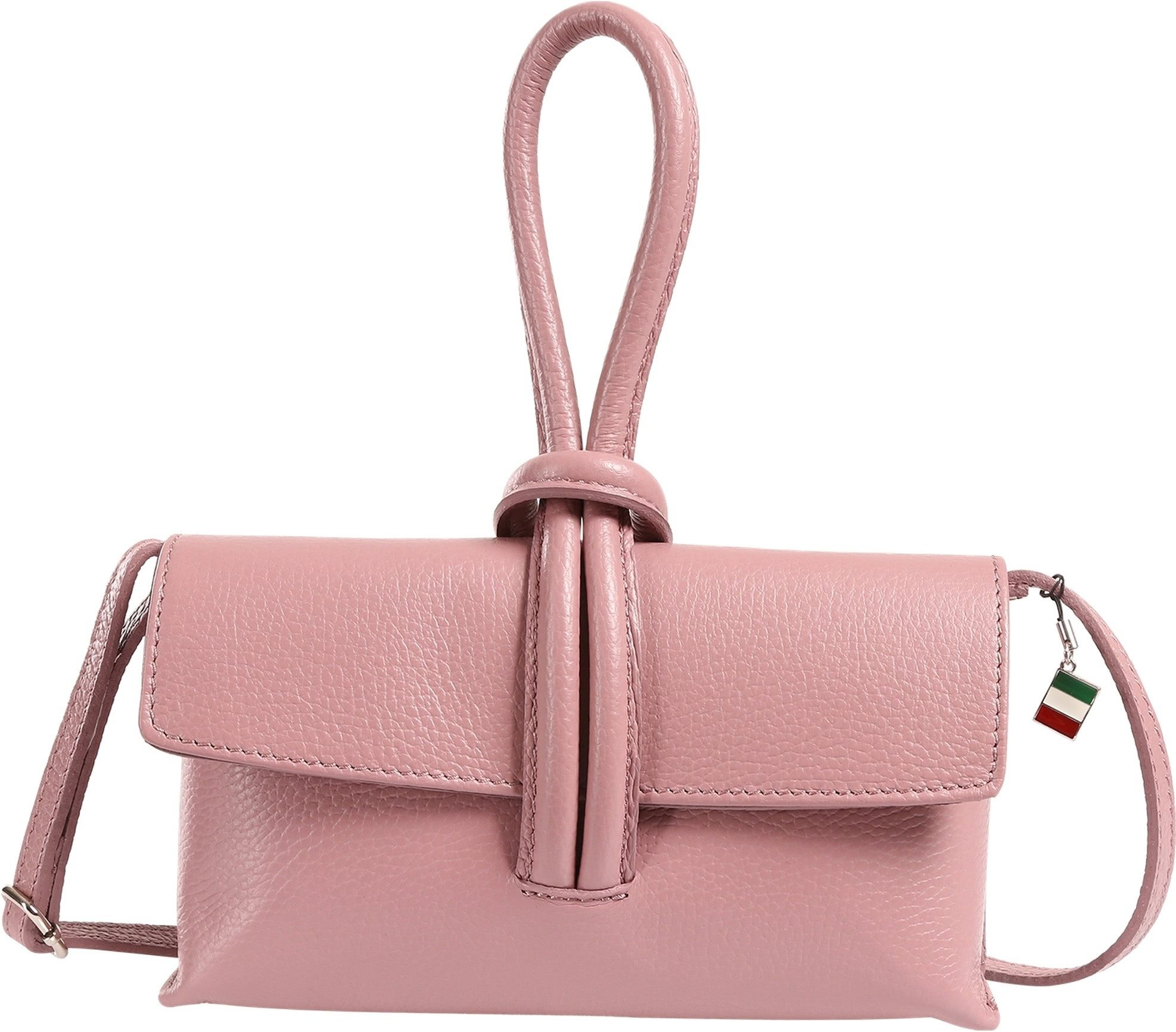 FLORENCE Umhängetasche Florence Clutch Echtleder Tasche antik (Abendtasche), Damen Abendtasche, Umhängetasche Leder, rosa ca. 23cm x ca. 13cm hoch