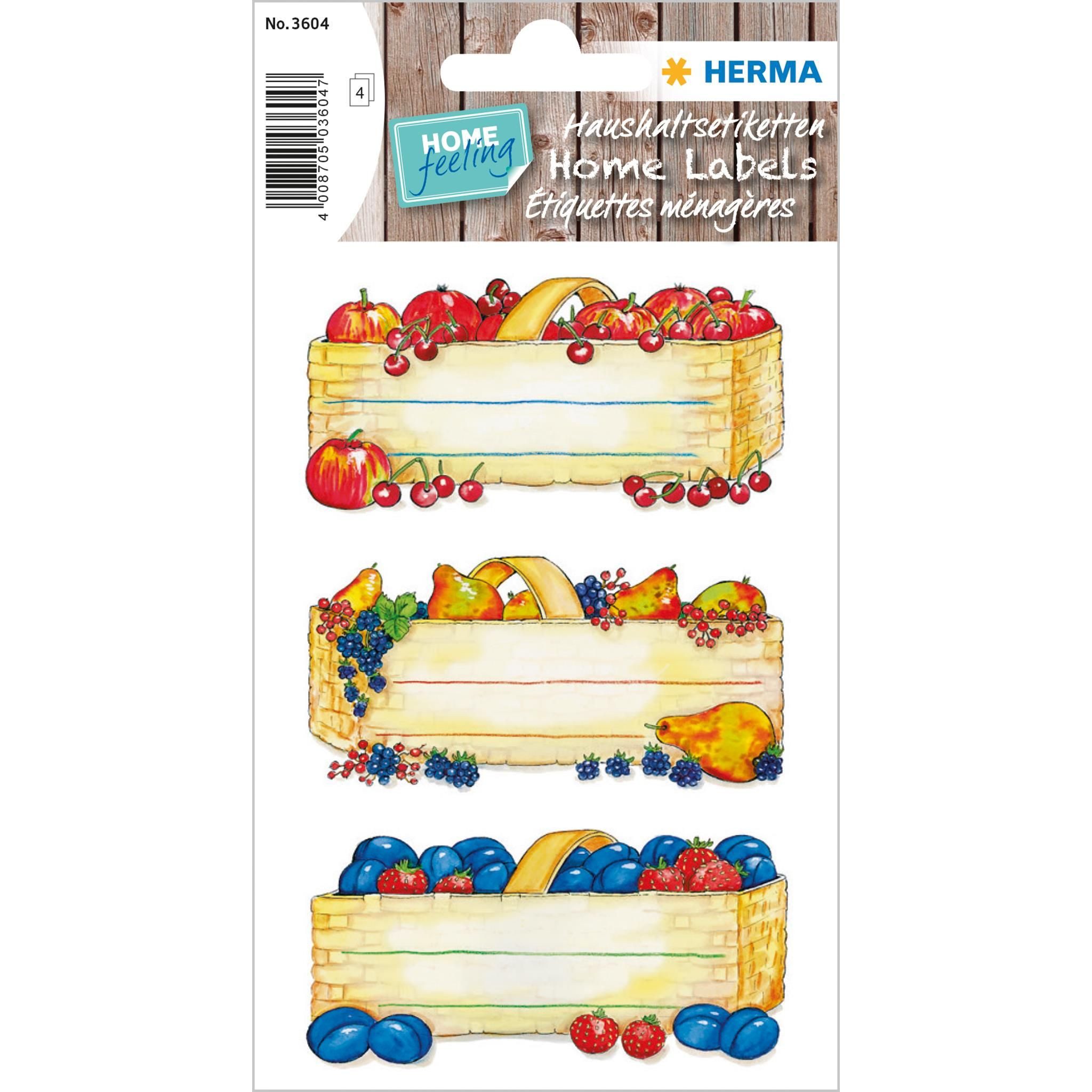 HERMA Etikettenpapier Herma Etiketten für den Haushalt 76 x 35 mm Obstkörbe 4 Bl 12 Etik.