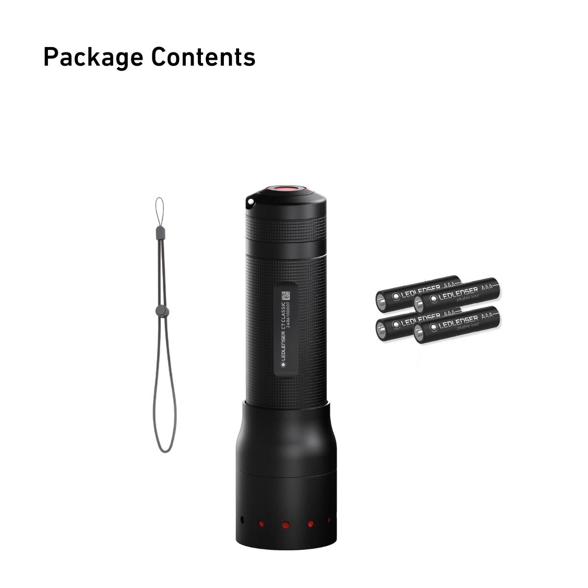 Ledlenser Taschenlampe C7 Classic, 450 Lumen, 300m Leuchtweite, 25 Std. Laufzeit, IP54, AAA Batterien