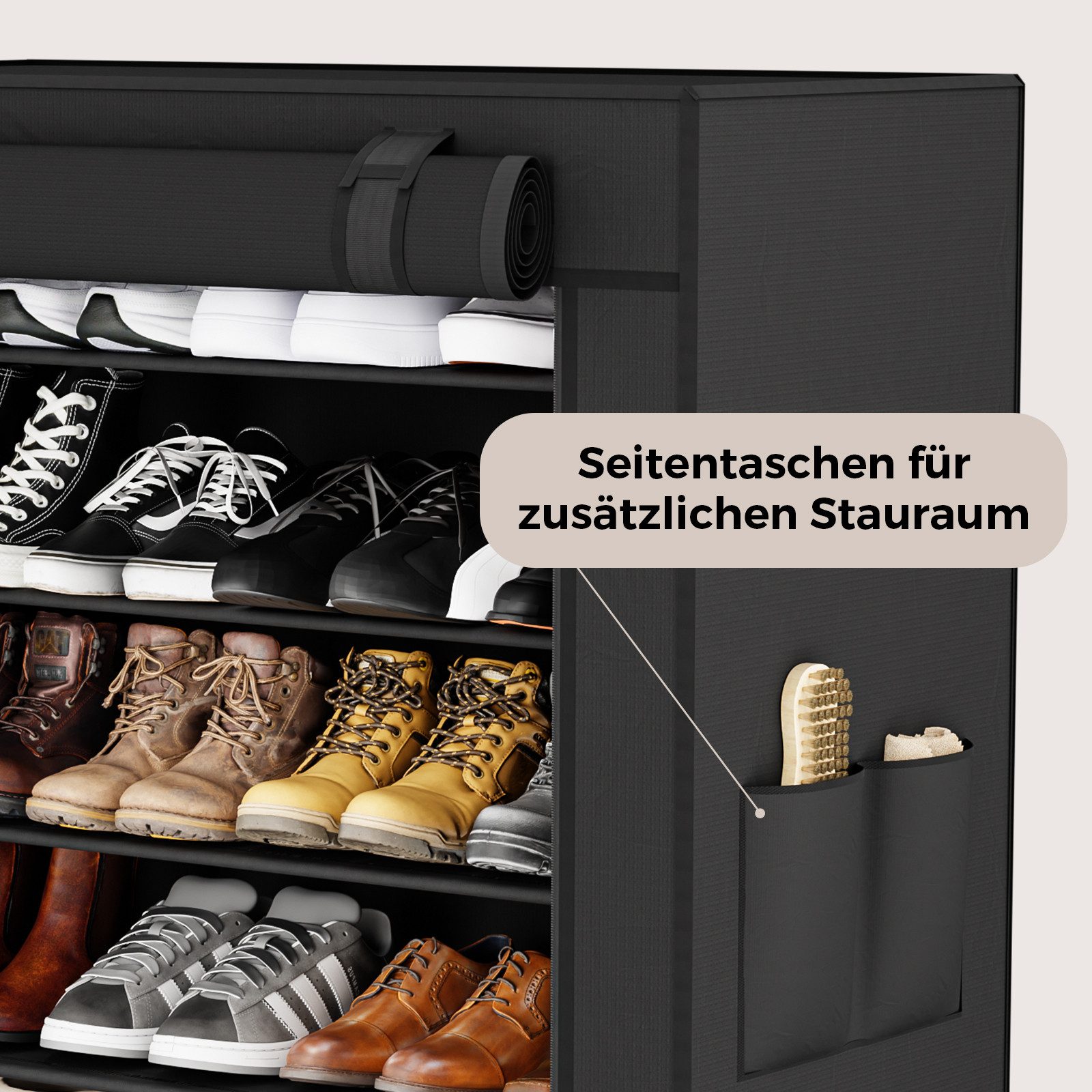 Sekey Stoffschrank Schuhschrank mit 9 Ebenen, Vliesstoff Schuhaufbewahrung Breite 58 cm, Schuhständer Platzsparend, 27 Paar Schuhe