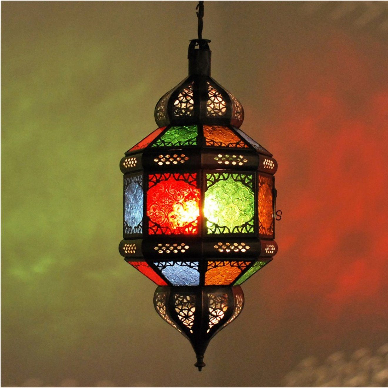 Hängeleuchte, l-artisan Pendelleuchte, Hängelampe Deckenleuchte Leuchtmittel Marokko, Bunt TITIA, Aus ohne
