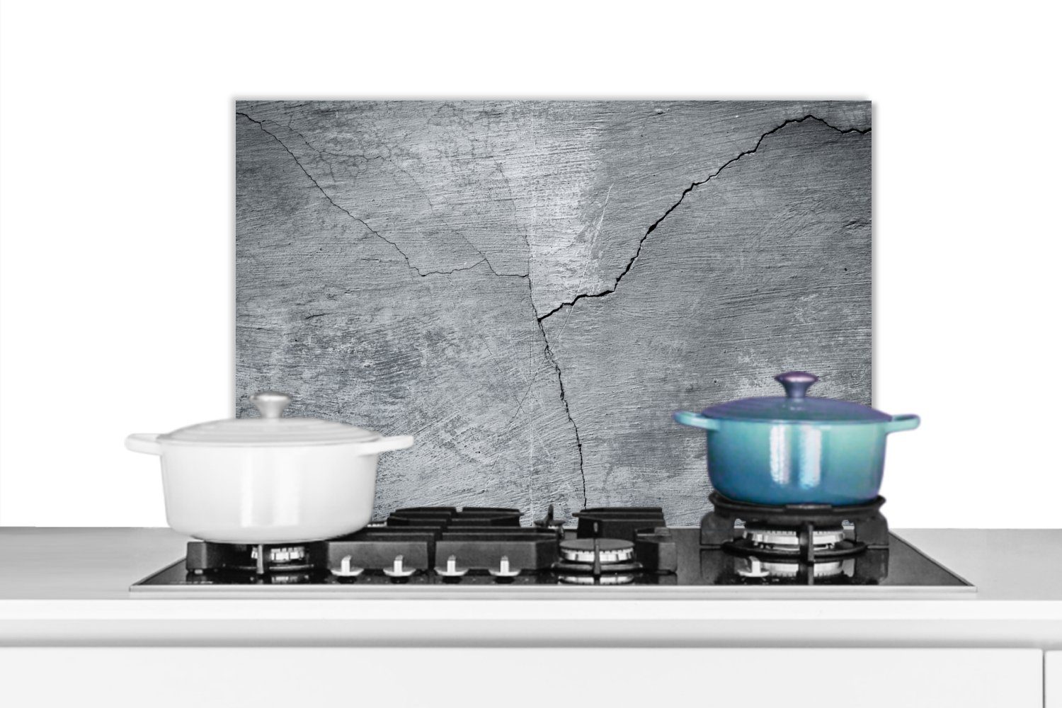 Beton Grau Temperaturbeständig - küchen (1-tlg), cm, aus Wandschutz, MuchoWow Herdblende Küchenrückwand 60x40 - Riss,