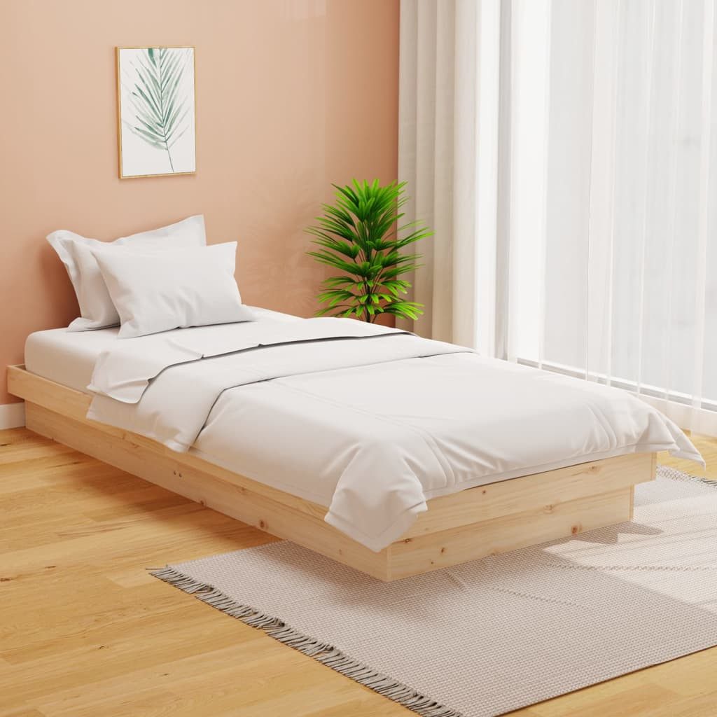 furnicato Bettgestell Holzbettrahmen Massivholz 204 x 93,5 x 21 cm in Naturfarbe (1-tlg), Kieferholz-Bettgestell mit Lattenrost für ein gemütliches Schlafzimmer