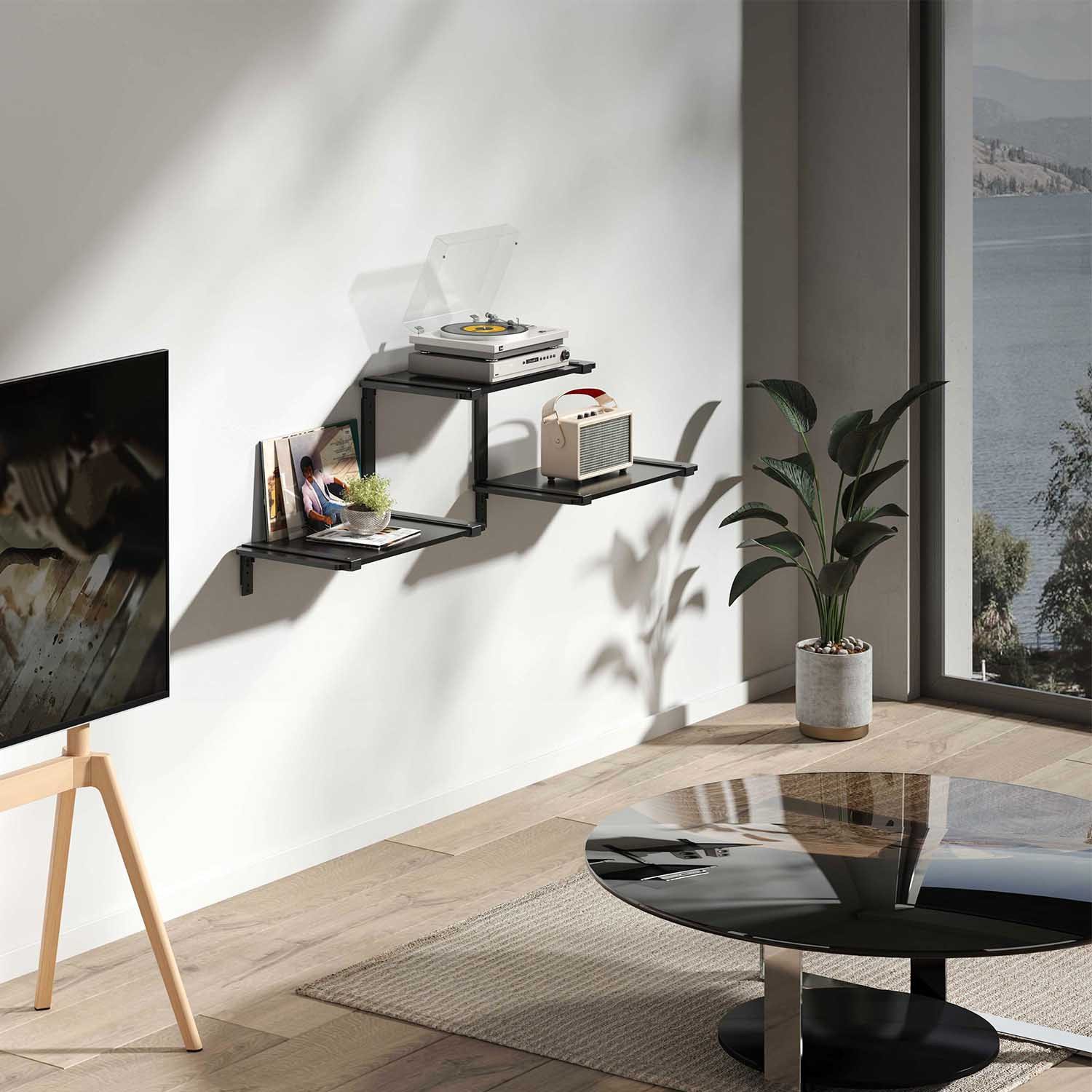 Maclean Wandregal MC-974, Modulares RTV-Wandregal dreifach günstig online kaufen