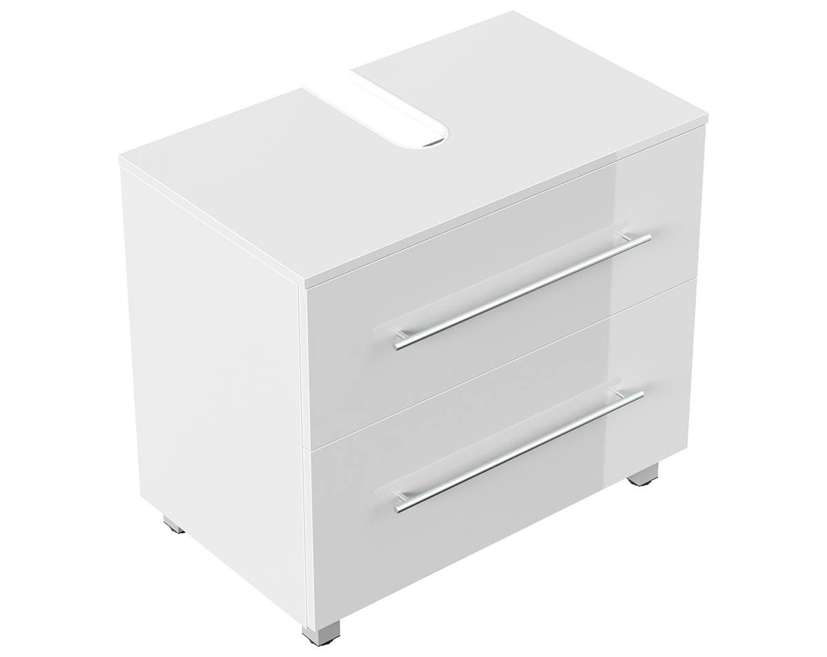 einfachgutemoebel Waschtisch-Set Badezimmer Stand-Waschtisch SENTINEL 70cm, weiß hochglanz, (Badmöbel Set, 1-St., Waschtisch Set)