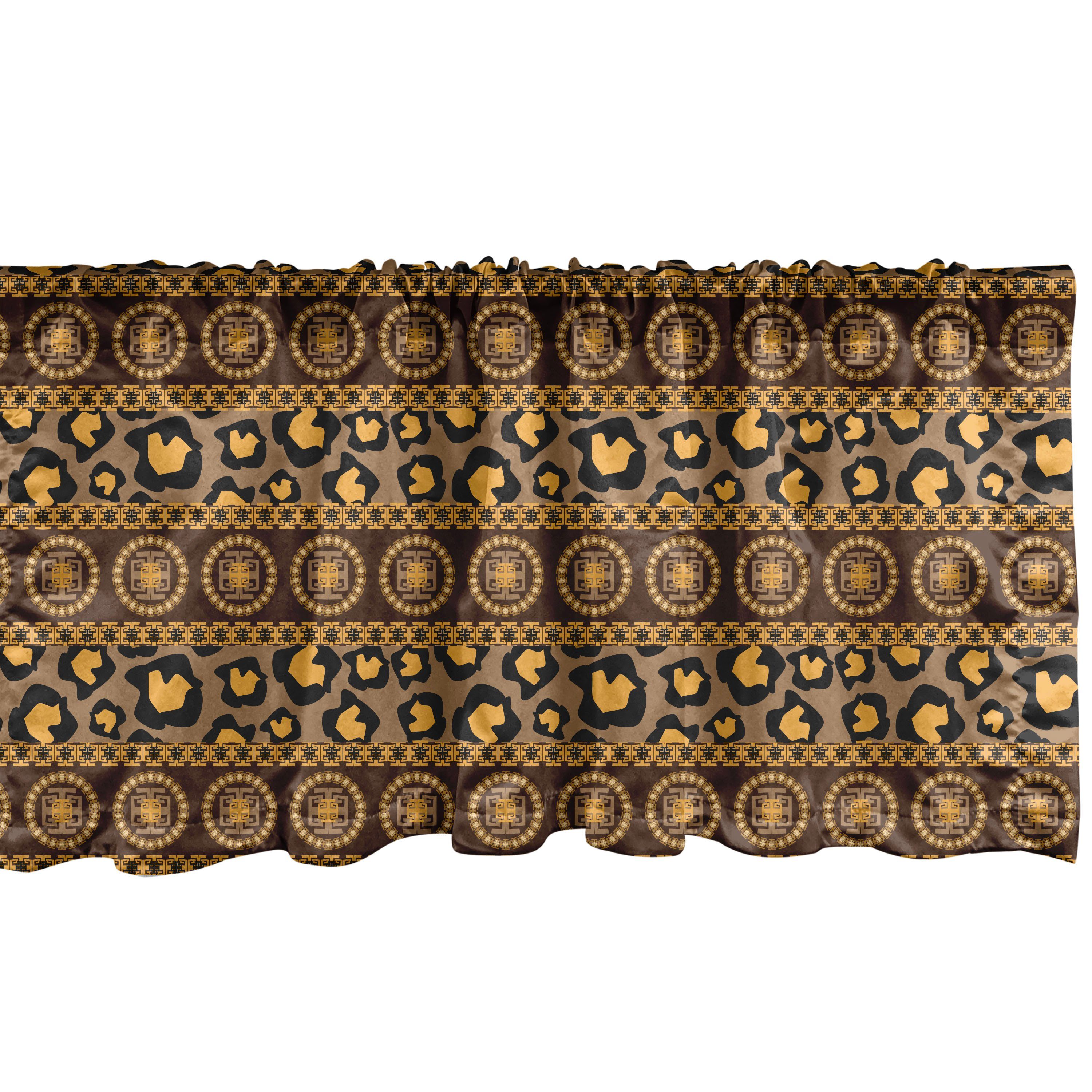 Scheibengardine Vorhang Volant für Küche Schlafzimmer Dekor mit Stangentasche, Abakuhaus, Microfaser, afrikanisch Leopard-Haut-Verzierungen