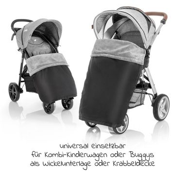 Zamboo Fußsack Schwarz, Universal Fleece Decke für Kinderwagen, Buggy & Sportwagen Beindecke
