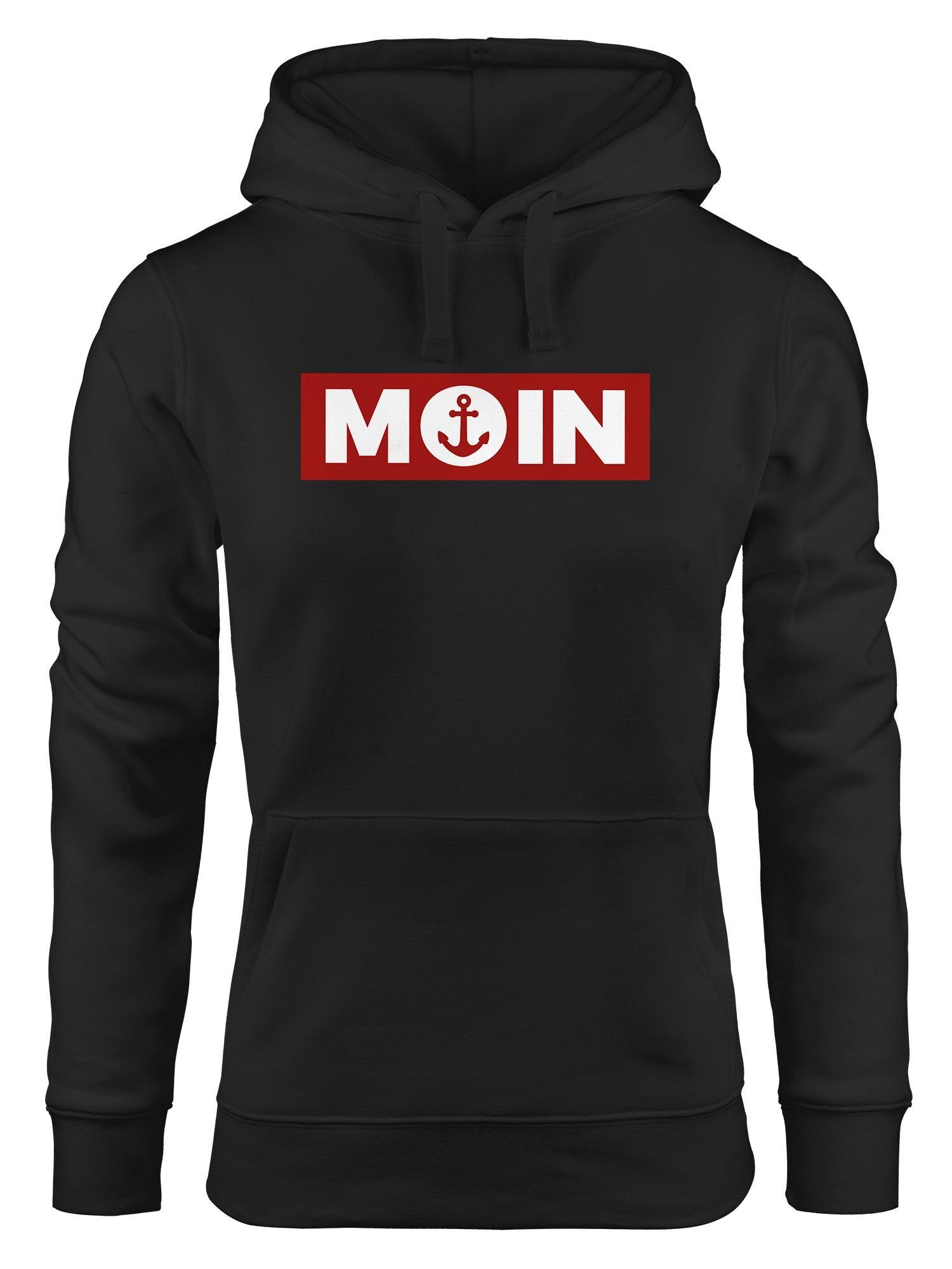 Neverless Hoodie Hoodie Damen Moin norddeutsch Morgen Anker Print Aufdruck