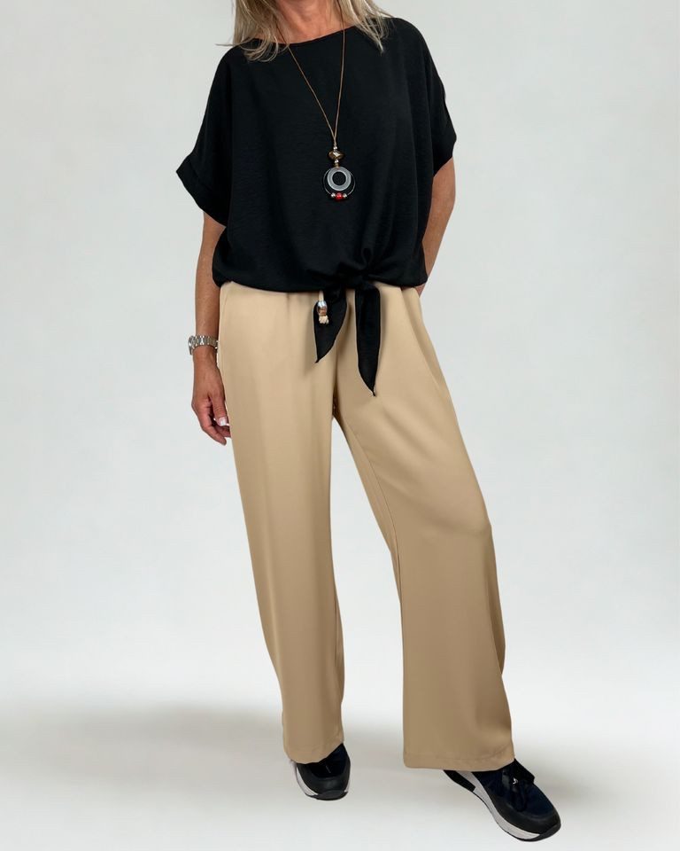 ITALY VIBES Palazzohose – Weite Palazzohose - stylisch und bügelfrei für jeden Anlass - ONE SIZE passt hier Gr. S-L