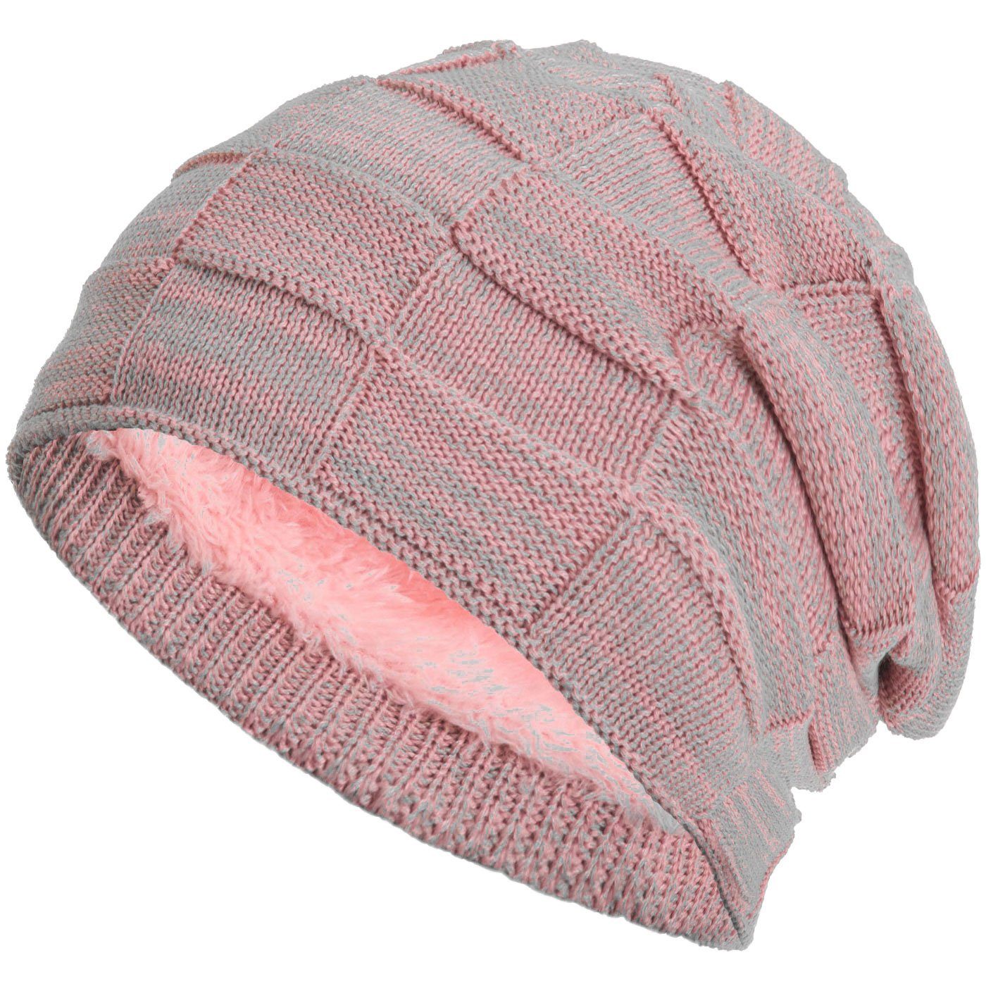 compagno Strickmütze (1-St) Warm gefüttert Beanie Wintermütze Flechtmuster uni oder meliert Mütze