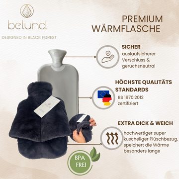 belund. Wärmflasche Premium Fußwärmer mit kuscheligem extra dickem Plüsch-Bezug, 2 in 1, 2 in 1- Wärmflasche und Fußwärmer, Bezug waschbar auf 30 Grad