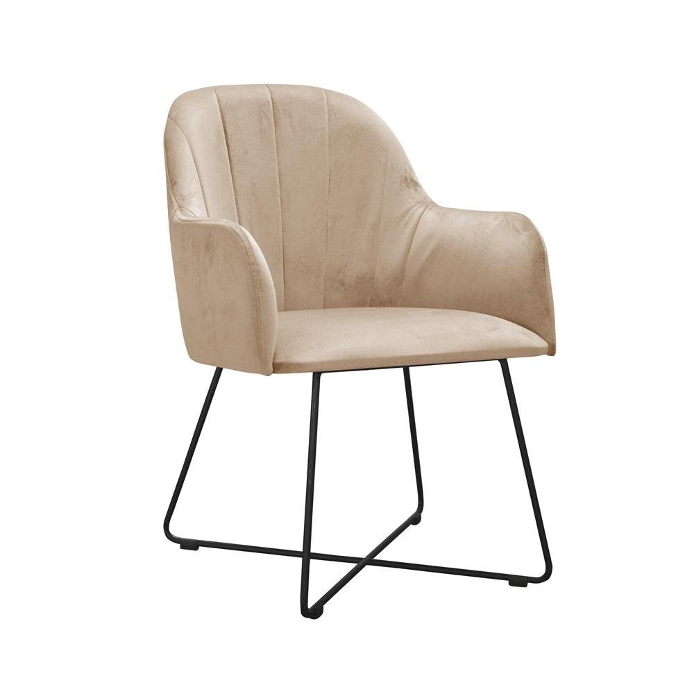 JVmoebel Stuhl, Moderne Lehnstühle Gruppe Set 8 Stühle Garnitur Turkis Polster Armlehne Design Beige