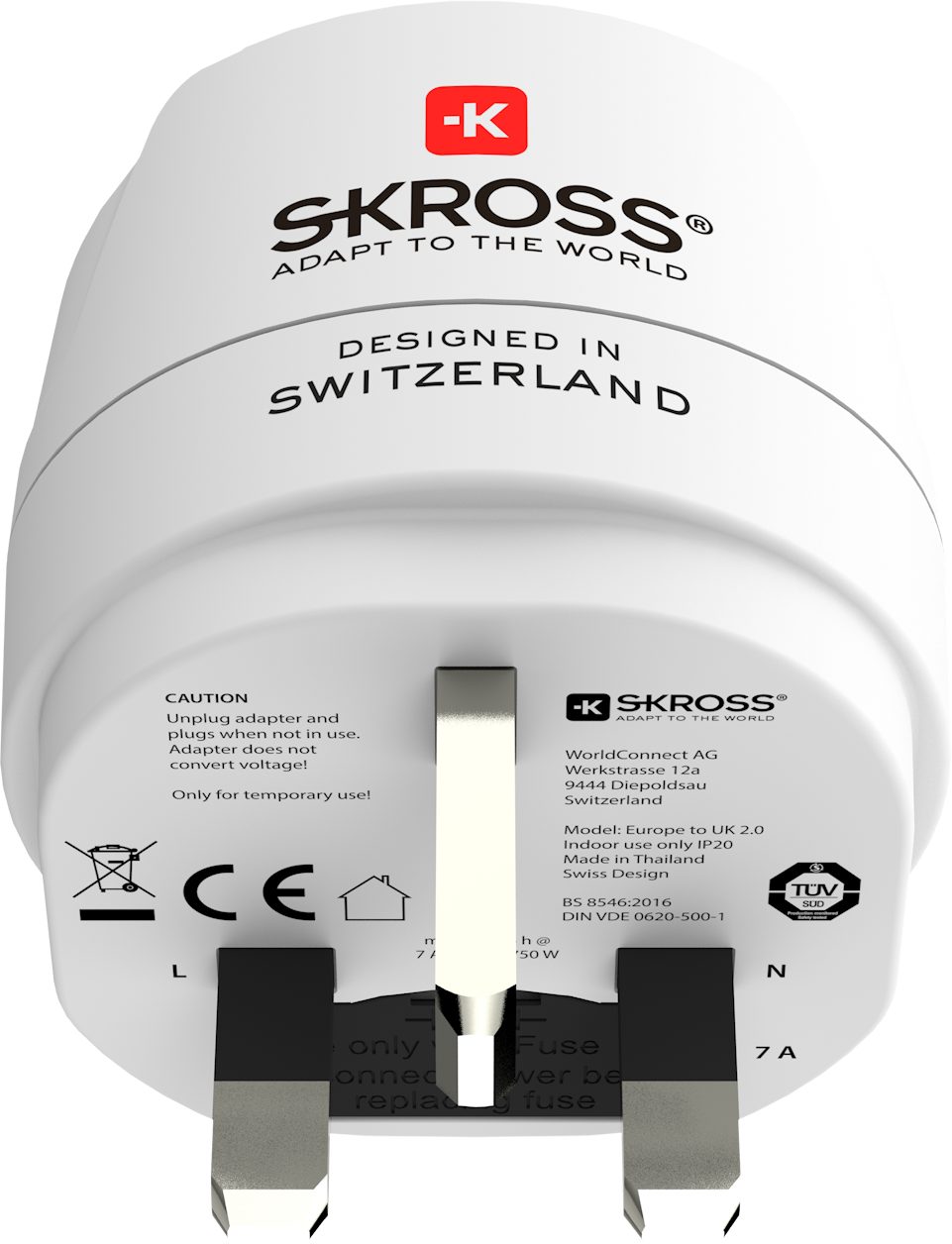 SKROSS Europe to UK Travel Adapter Reiseadapter Schuko- oder Euro-Stecker
