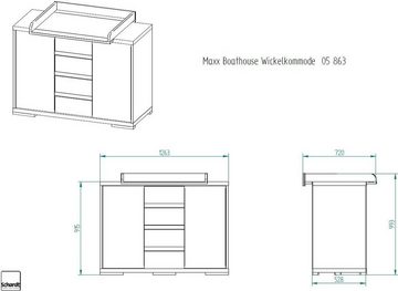 Schardt Babyzimmer-Komplettset Maxx Boathouse, (Set, 3-St., Kinderbett, Schrank, Wickelkommode), Made in Germany; mit Kinderbett, Schrank und Wickelkommode